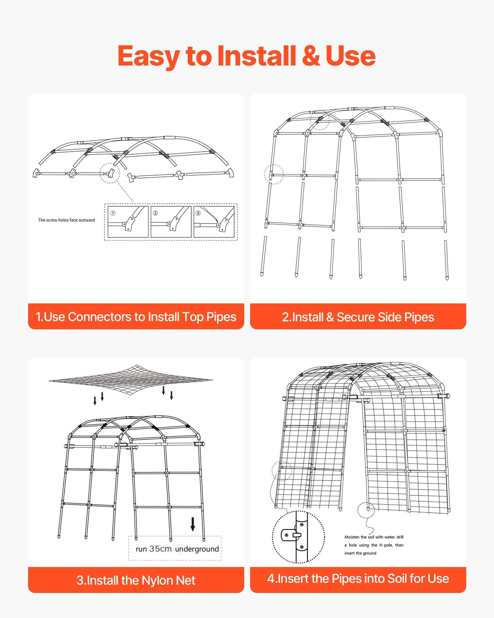 U-Shape Metal Garden Trellis for Raised Beds - Arch Plant Support for Cucumbers, Climbing Vines, Peas, Beans, Zucchini, Tomatoes, and More