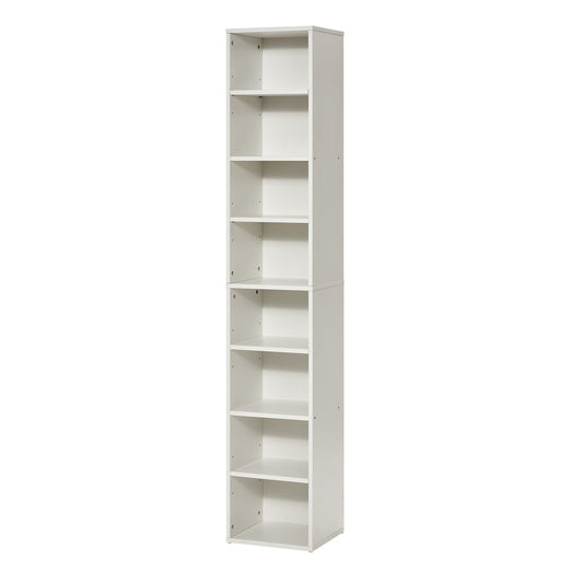 8-Tier Narrow Bookcase, 71" White Freestanding Bookshelf with Adjustable Shelves for Library, Bedroom, Office, Living Room Display