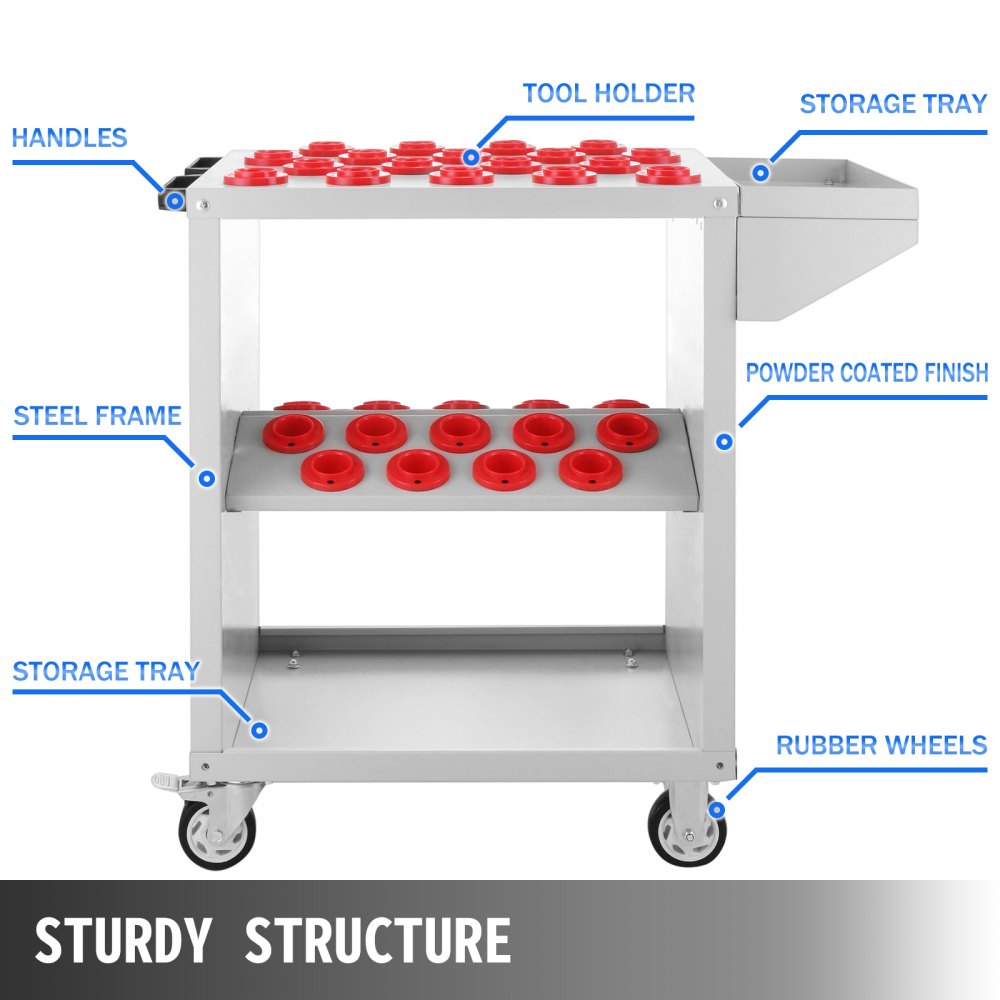 Mobile BT40 CNC Tooling Trolley with White Finish for Efficient Tool Organization