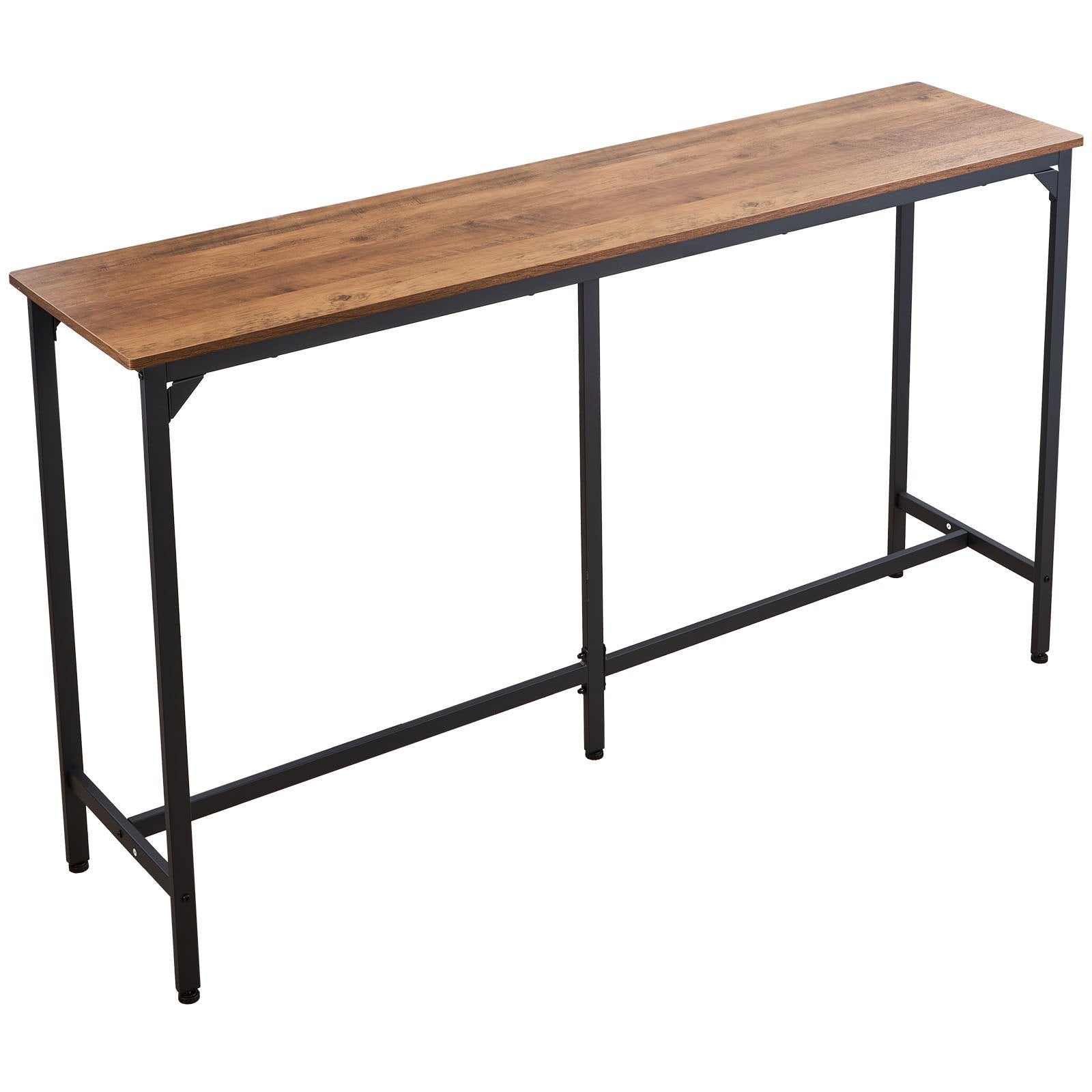 53" Tall Kitchen Bar Table, Rectangular High Top Dining Table with Rounded Edge, Light Brown & Black, Ideal for Balcony & Living Room, Waterproof P2-Grade Particle Board, Extended Horizontal Design, Classic Color Scheme, Multi-Purpose Table