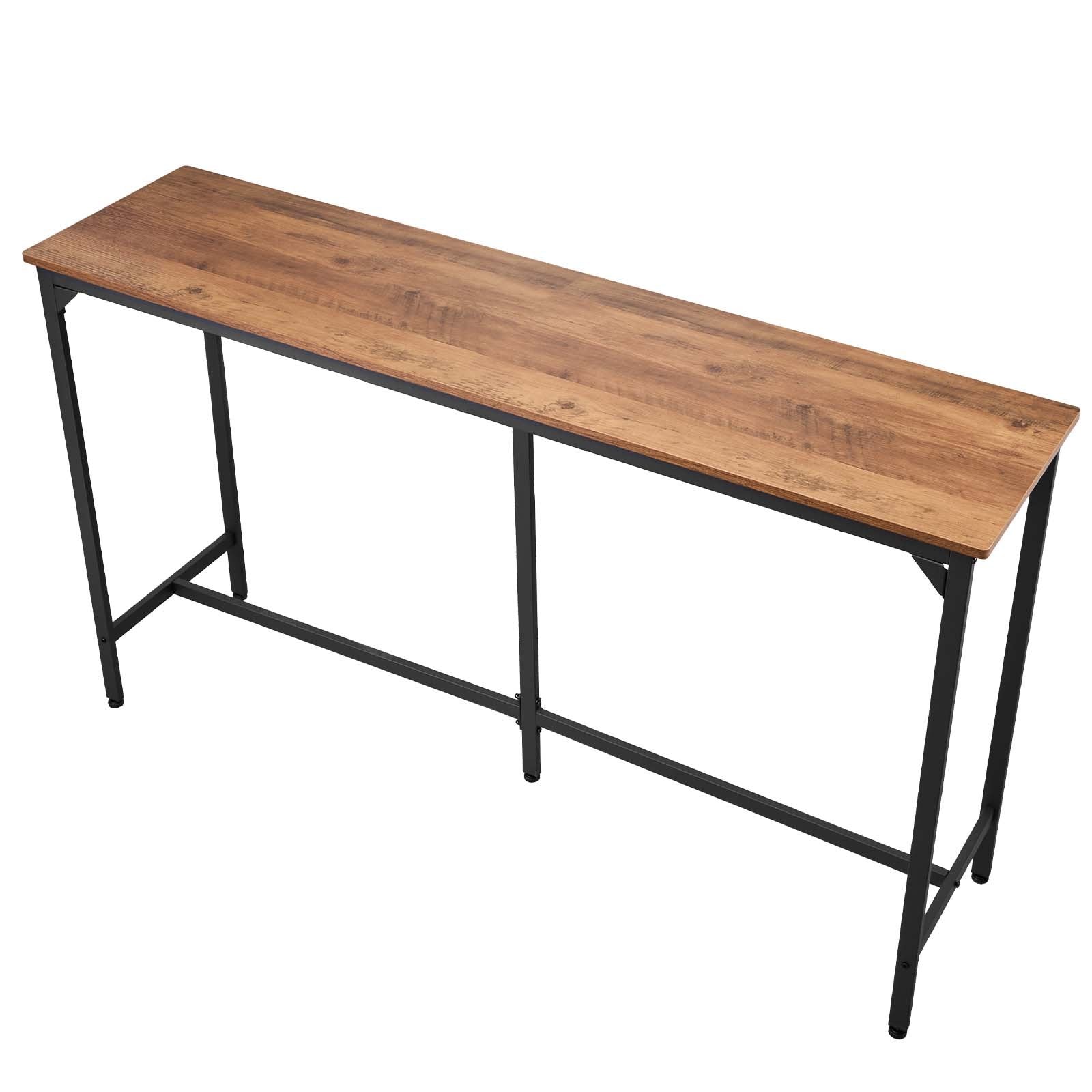 53" Tall Kitchen Bar Table, Rectangular High Top Dining Table with Rounded Edge, Light Brown & Black, Ideal for Balcony & Living Room, Waterproof P2-Grade Particle Board, Extended Horizontal Design, Classic Color Scheme, Multi-Purpose Table