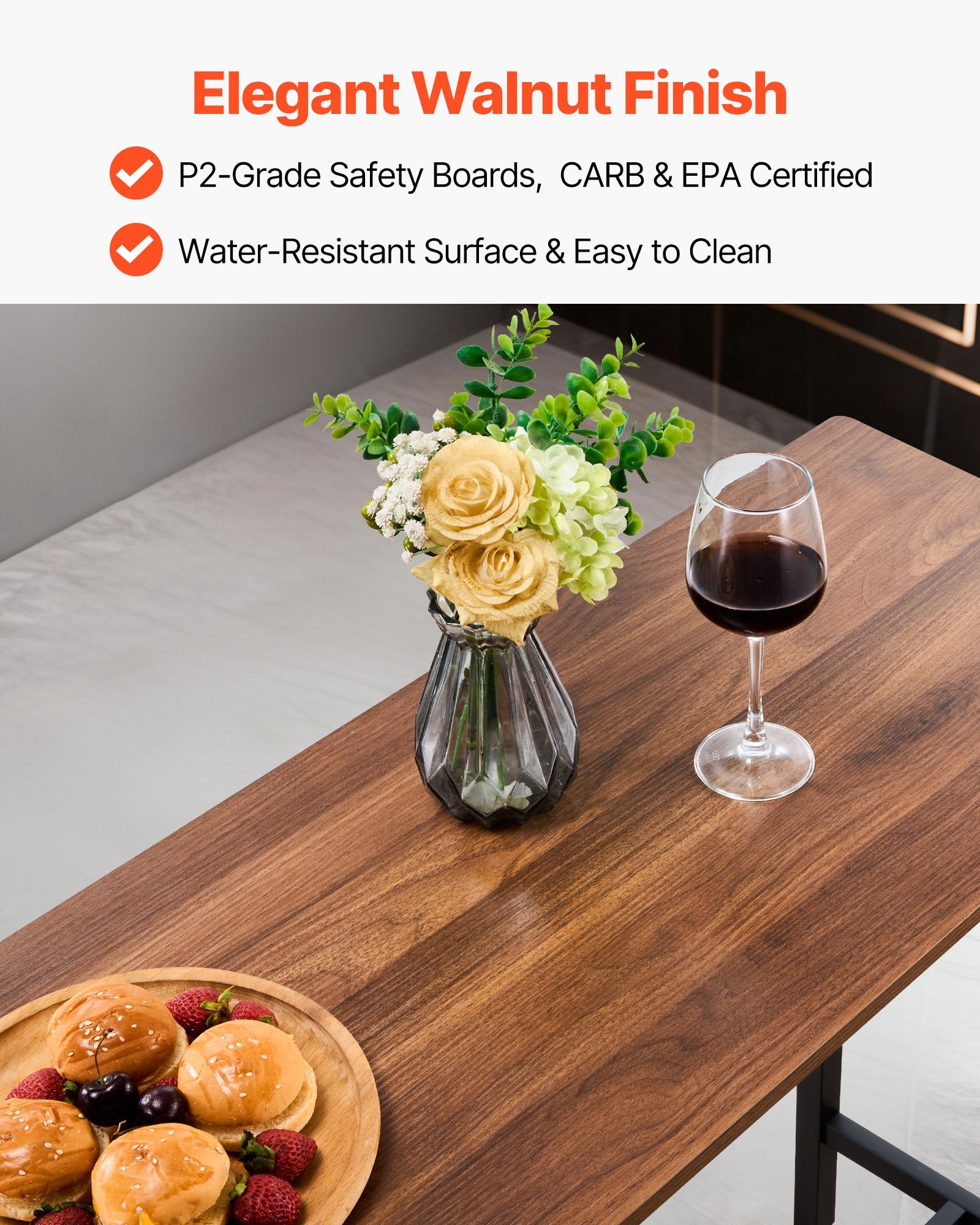 Rustic Brown 3-Piece Bar Table Set with Stools, Rounded Edge Design - Perfect for Office, Breakfast Nook, Mini Bars, Water-Resistant