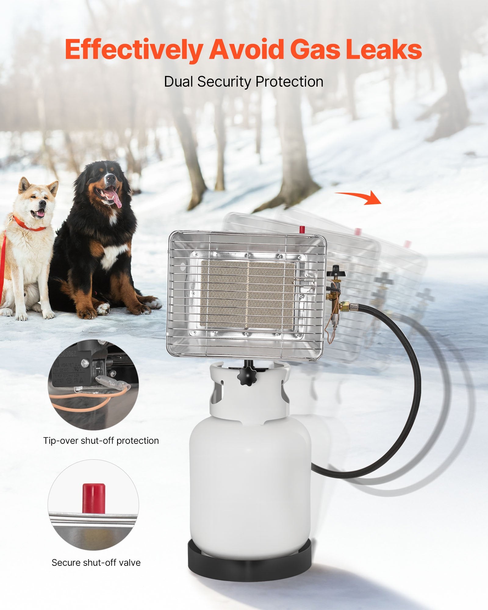 Enhanced 13000 BTU Propane Tank Top Heater - 180° Infrared Radiant Heat, Adjustable for Ice Fishing, Hunting, Outdoor Work, Portable & Durable