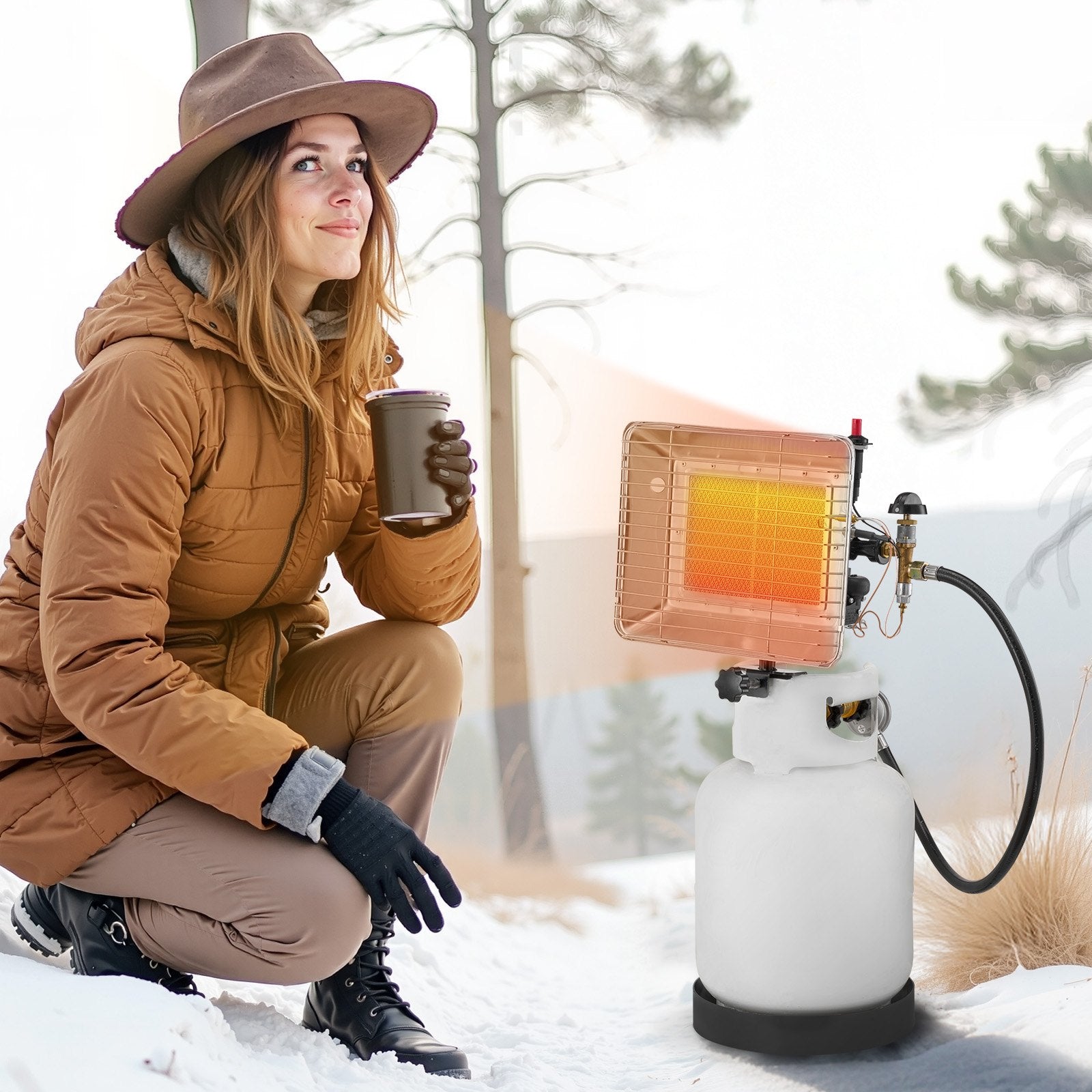 Enhanced 13000 BTU Propane Tank Top Heater - 180° Infrared Radiant Heat, Adjustable for Ice Fishing, Hunting, Outdoor Work, Portable & Durable