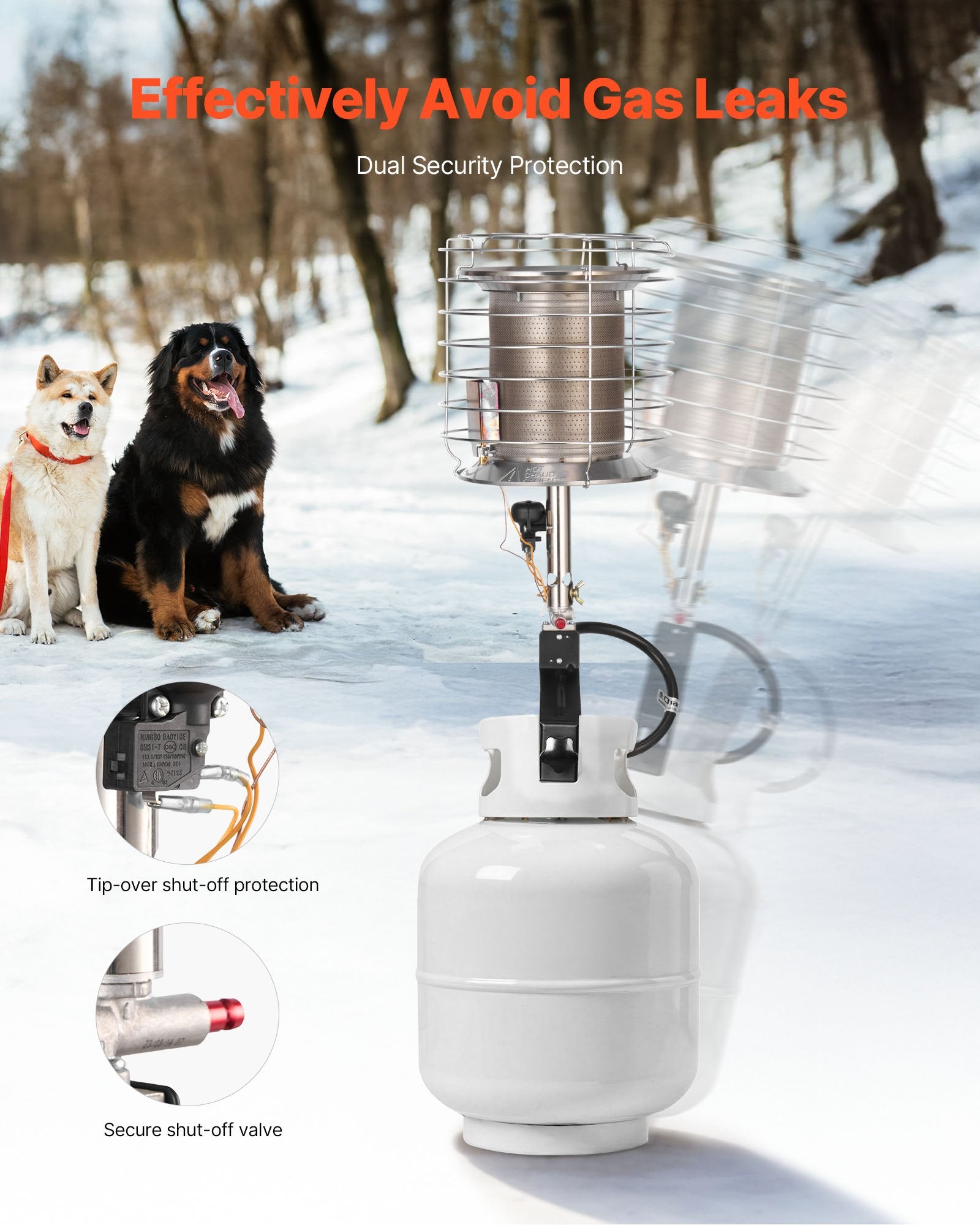 High-Performance 42,000 BTU 360-Degree Infrared Radiant Propane Heater, Adjustable Temperature for Outdoor Activities - Silver, Compact & Portable