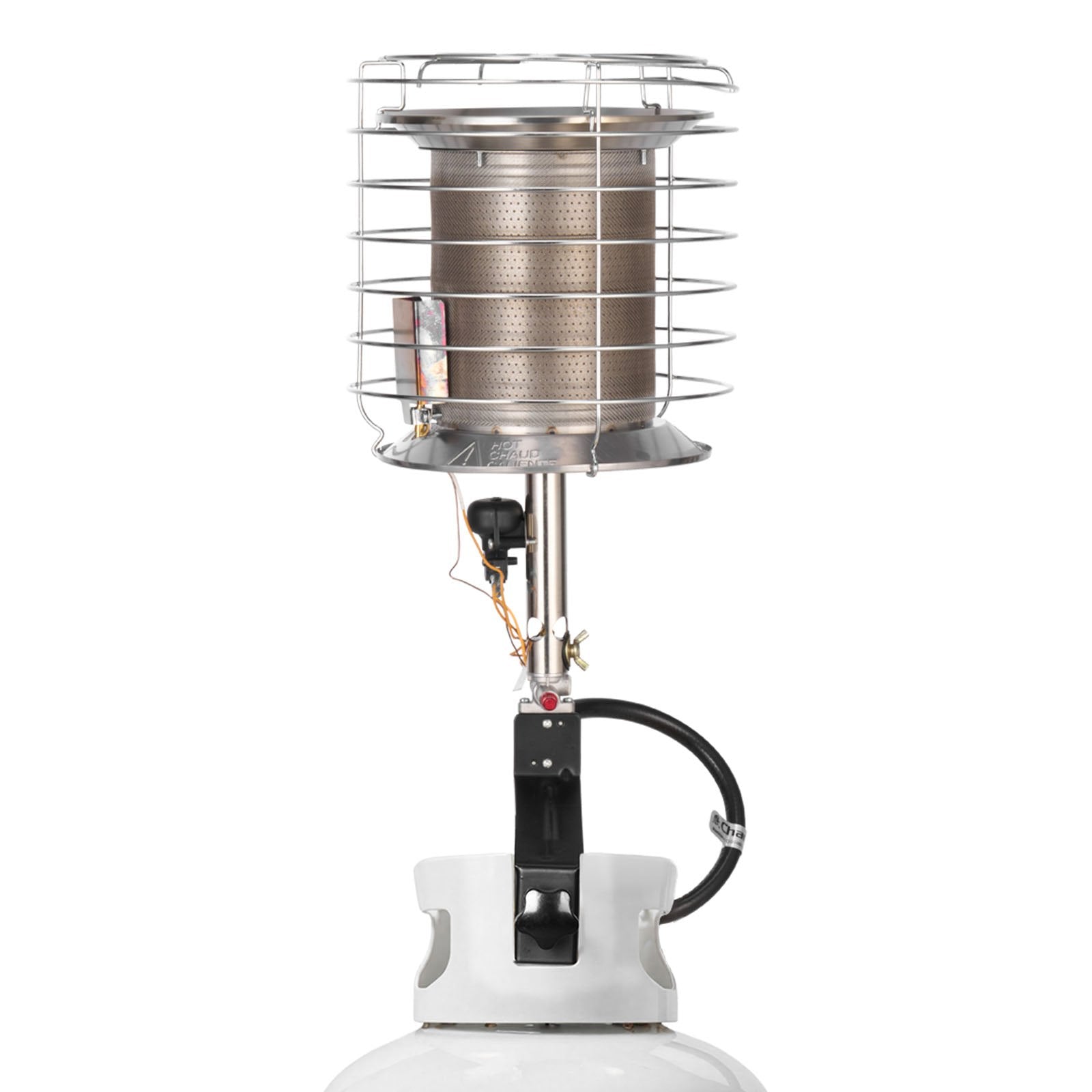 High-Performance 42,000 BTU 360-Degree Infrared Radiant Propane Heater, Adjustable Temperature for Outdoor Activities - Silver, Compact & Portable