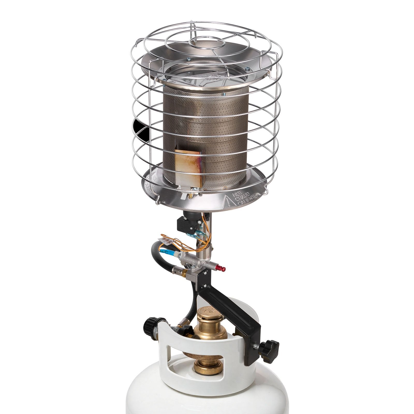 High-Performance 42,000 BTU 360-Degree Infrared Radiant Propane Heater, Adjustable Temperature for Outdoor Activities - Silver, Compact & Portable