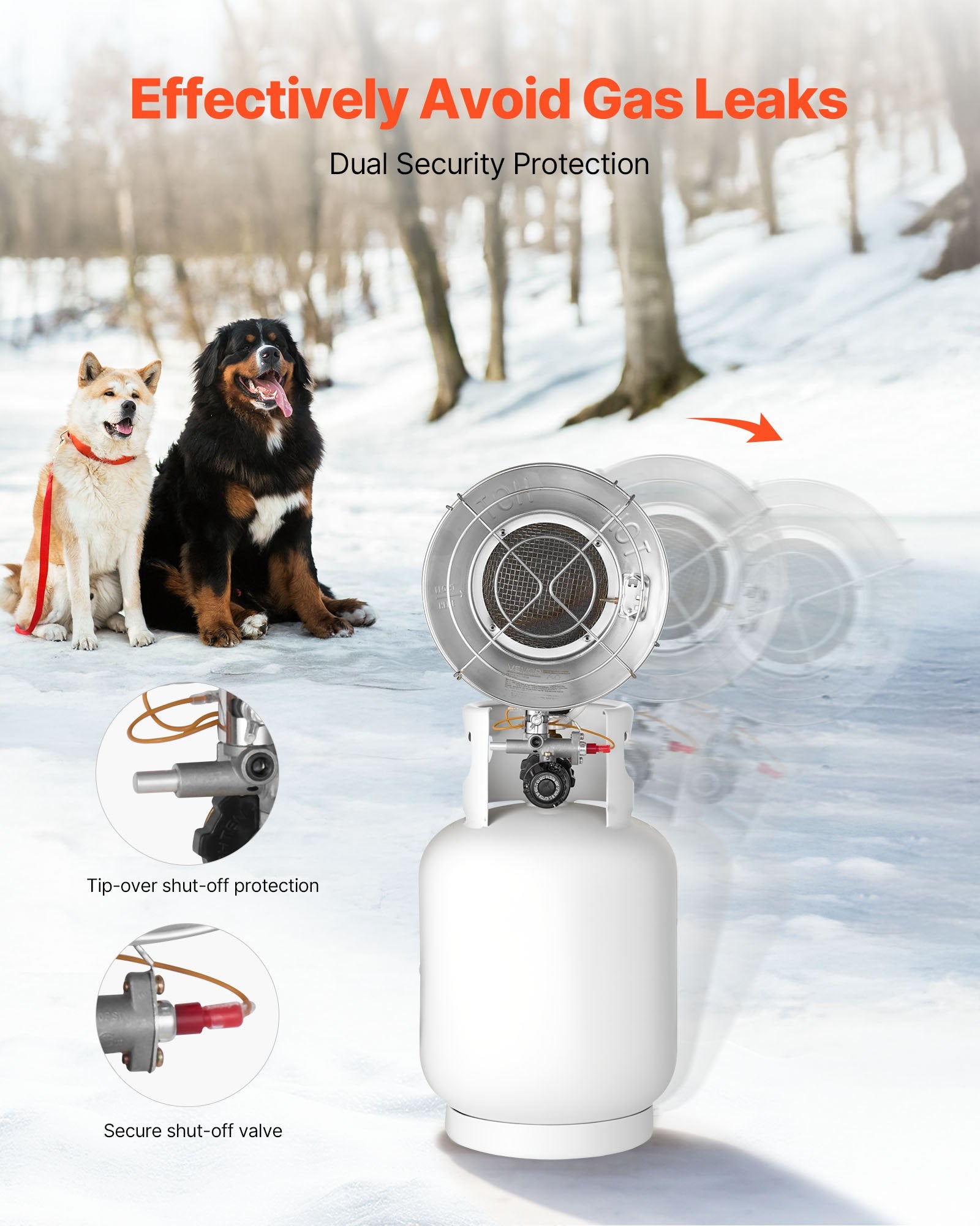 Efficient 15000 BTU Propane Tank Top Heater, 180-Degree Infrared Radiant Heat, Adjustable Temperature for Outdoor Activities