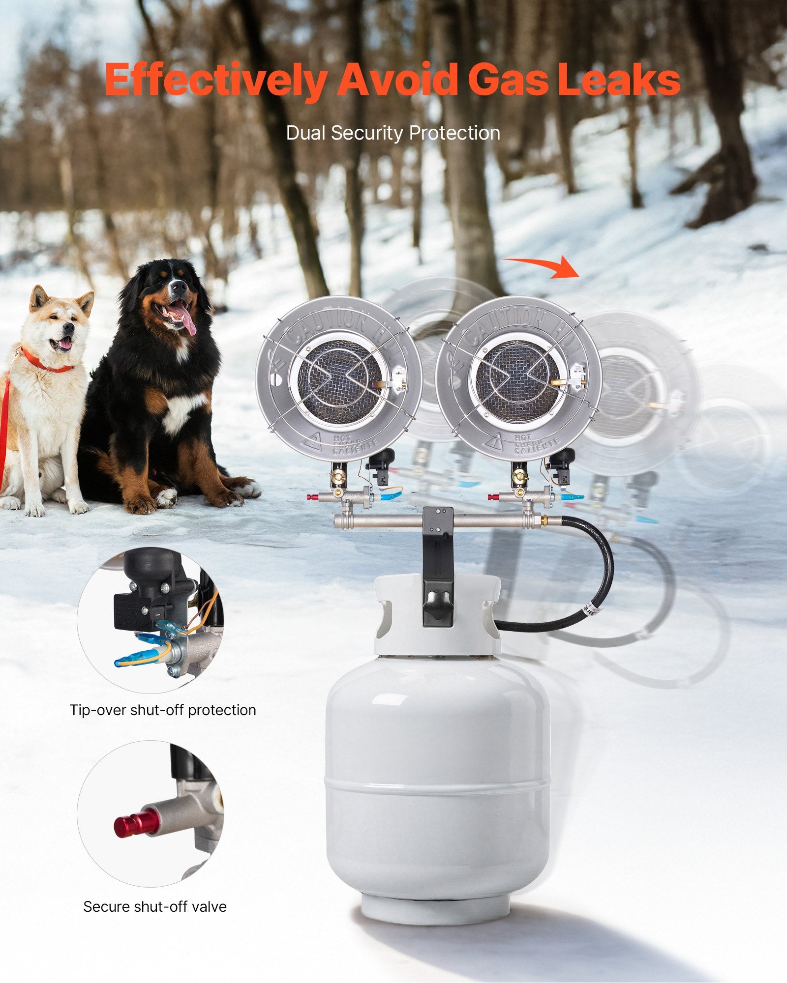 High-Efficiency 30,000 BTU Propane Tank Top Heater – Infrared Radiant Heat with 3 Settings for Outdoor Activities, Ice Fishing, Hunting, and More