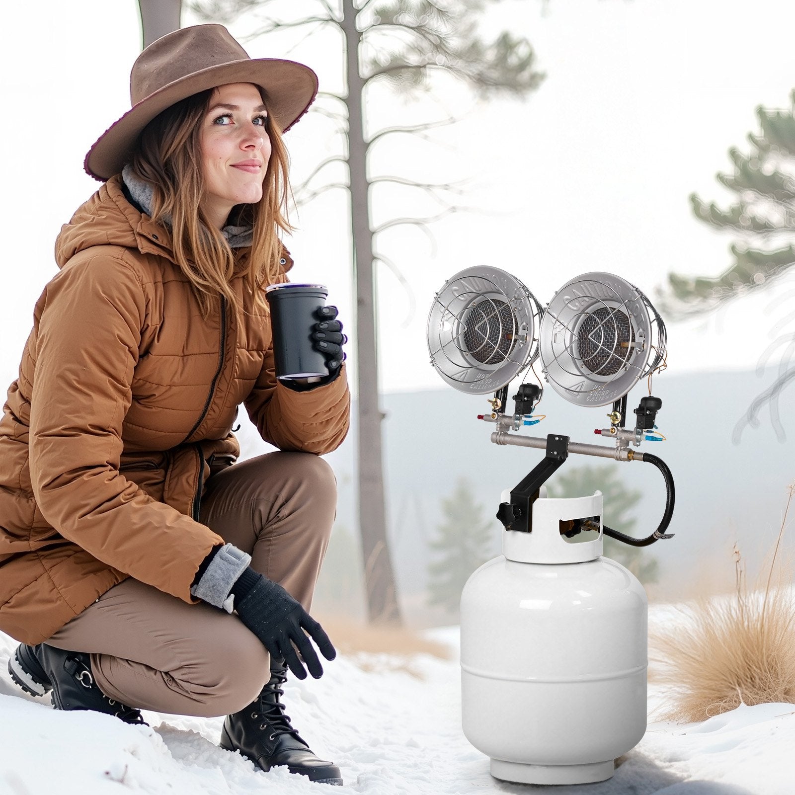 High-Efficiency 30,000 BTU Propane Tank Top Heater – Infrared Radiant Heat with 3 Settings for Outdoor Activities, Ice Fishing, Hunting, and More