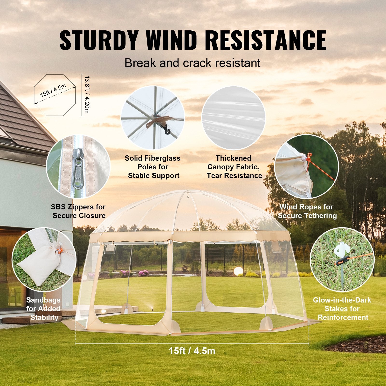 Instant Pop-Up Sports Tent for 12-15 People - Weatherproof Shelter Pod with Clear Views for Soccer, Football, Softball & Outdoor Events