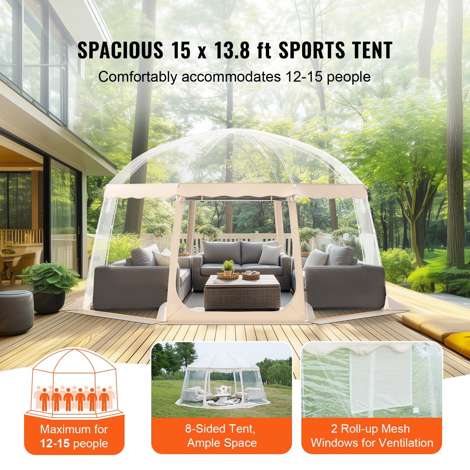 Instant Pop-Up Sports Tent for 12-15 People - Weatherproof Shelter Pod with Clear Views for Soccer, Football, Softball & Outdoor Events