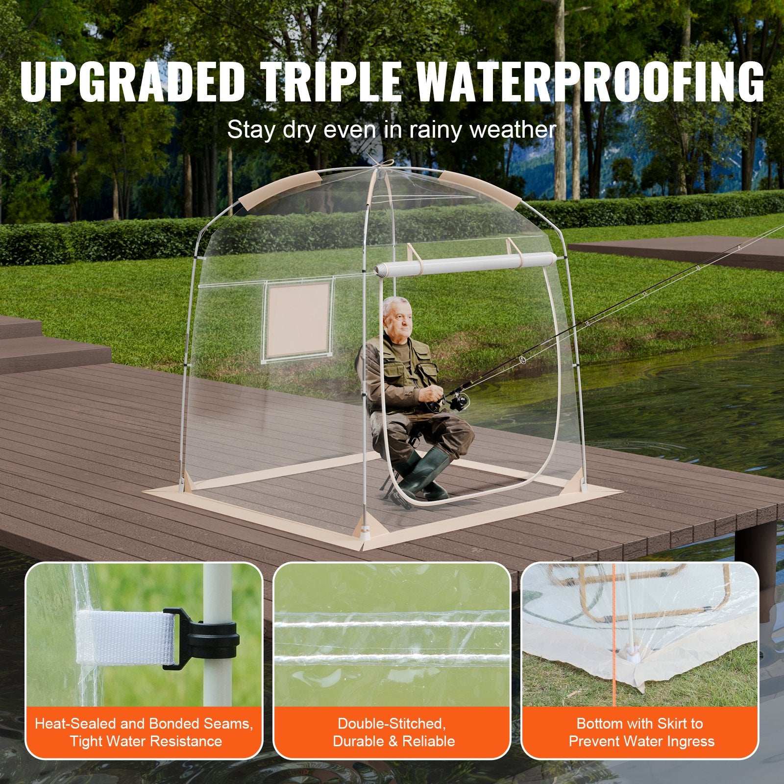 Instant Pop-Up Sports Tent for 2-4 People, Weatherproof Bubble Shelter with Clear View for Soccer, Football, Parades, and Fishing Adventures