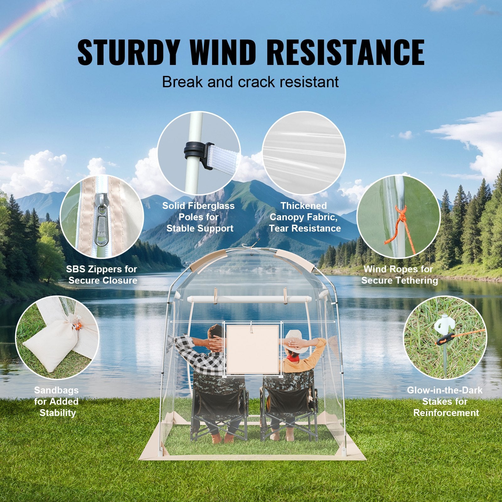 Instant Pop-Up Sports Tent for 2-4 People, Weatherproof Bubble Shelter with Clear View for Soccer, Football, Parades, and Fishing Adventures