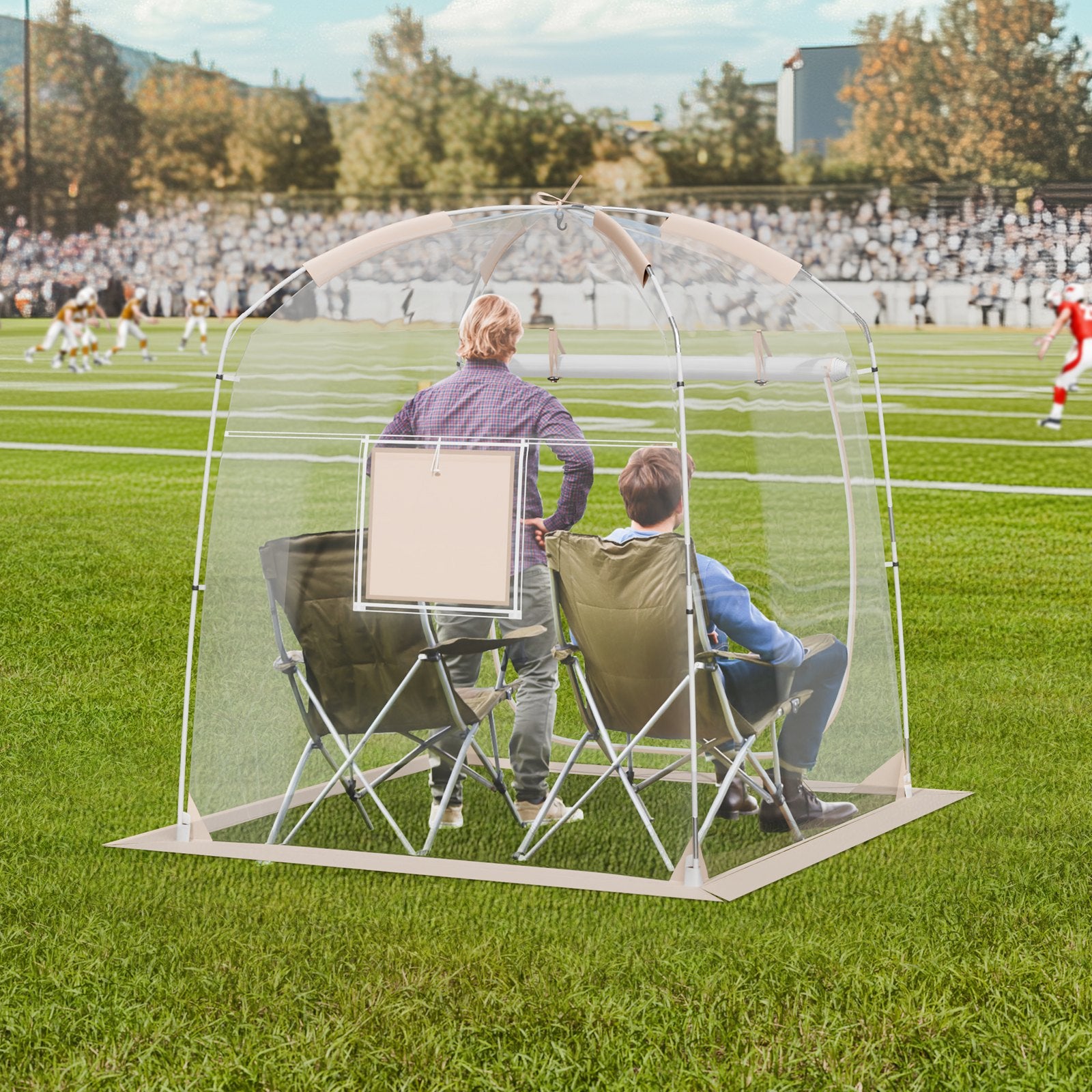 Instant Pop-Up Sports Tent for 2-4 People, Weatherproof Bubble Shelter with Clear View for Soccer, Football, Parades, and Fishing Adventures