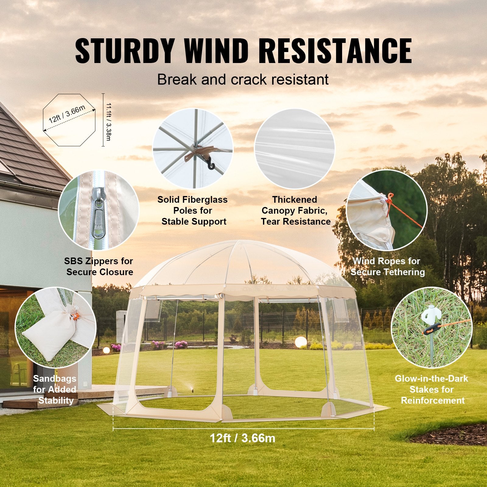 Instant Pop-Up Sports Tent for 8-10 People - Weatherproof Shelter with Clear View for Soccer, Football, Softball, Parades & Outdoor Events