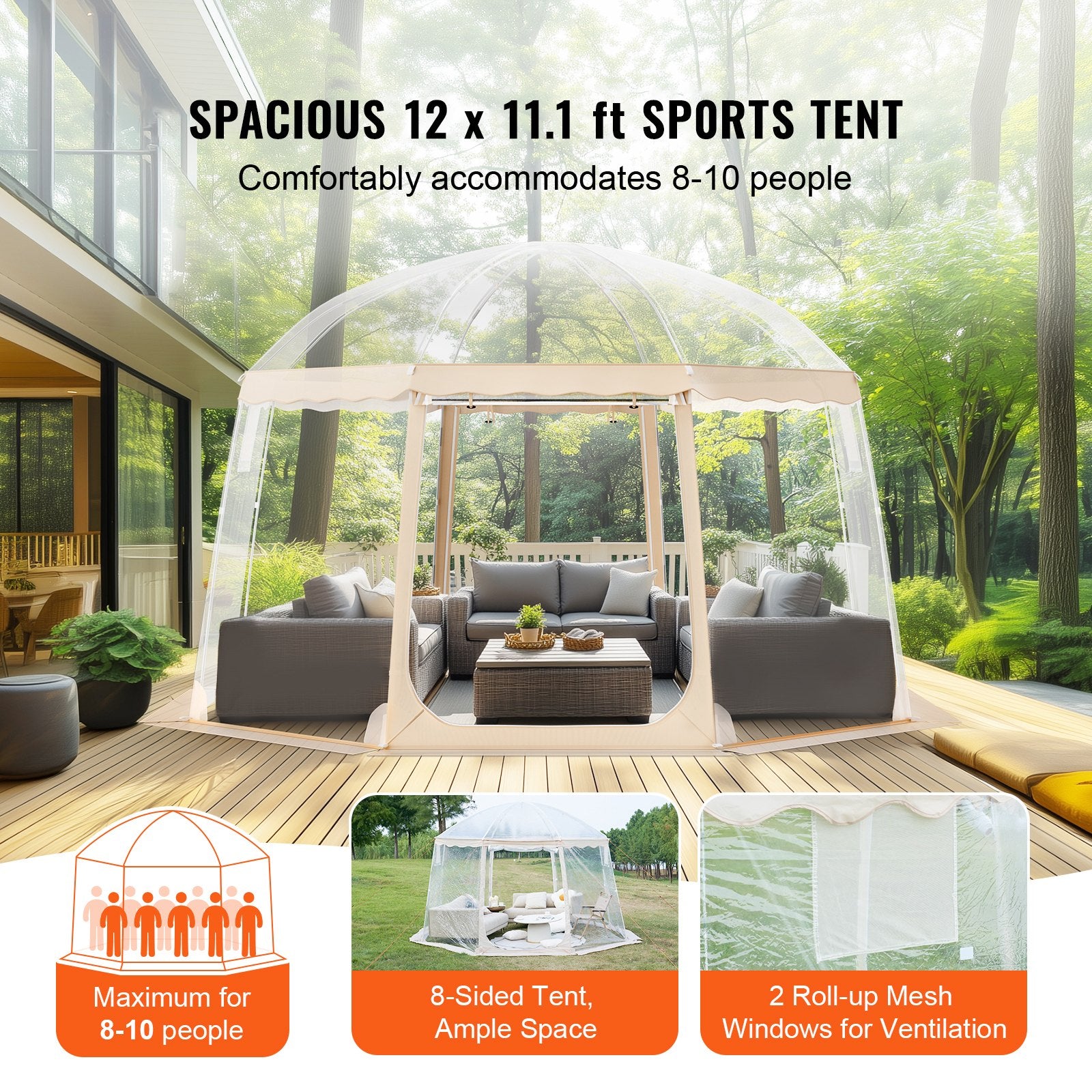 Instant Pop-Up Sports Tent for 8-10 People - Weatherproof Shelter with Clear View for Soccer, Football, Softball, Parades & Outdoor Events