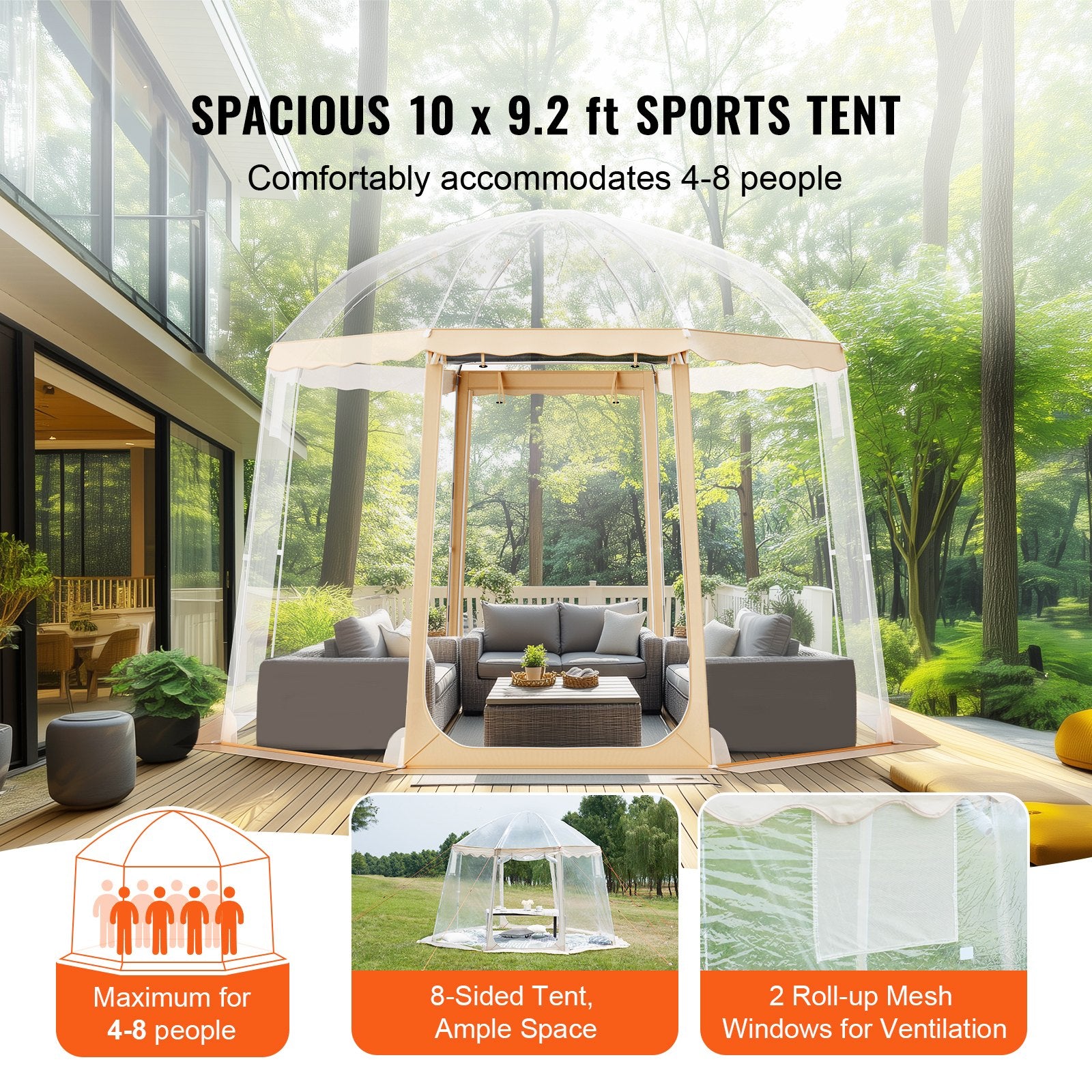 Instant Pop-Up Sports Tent for 4-8 People - Weatherproof Pod with Clear View, Perfect for Soccer, Football, Softball, Parades & More Outdoor Events