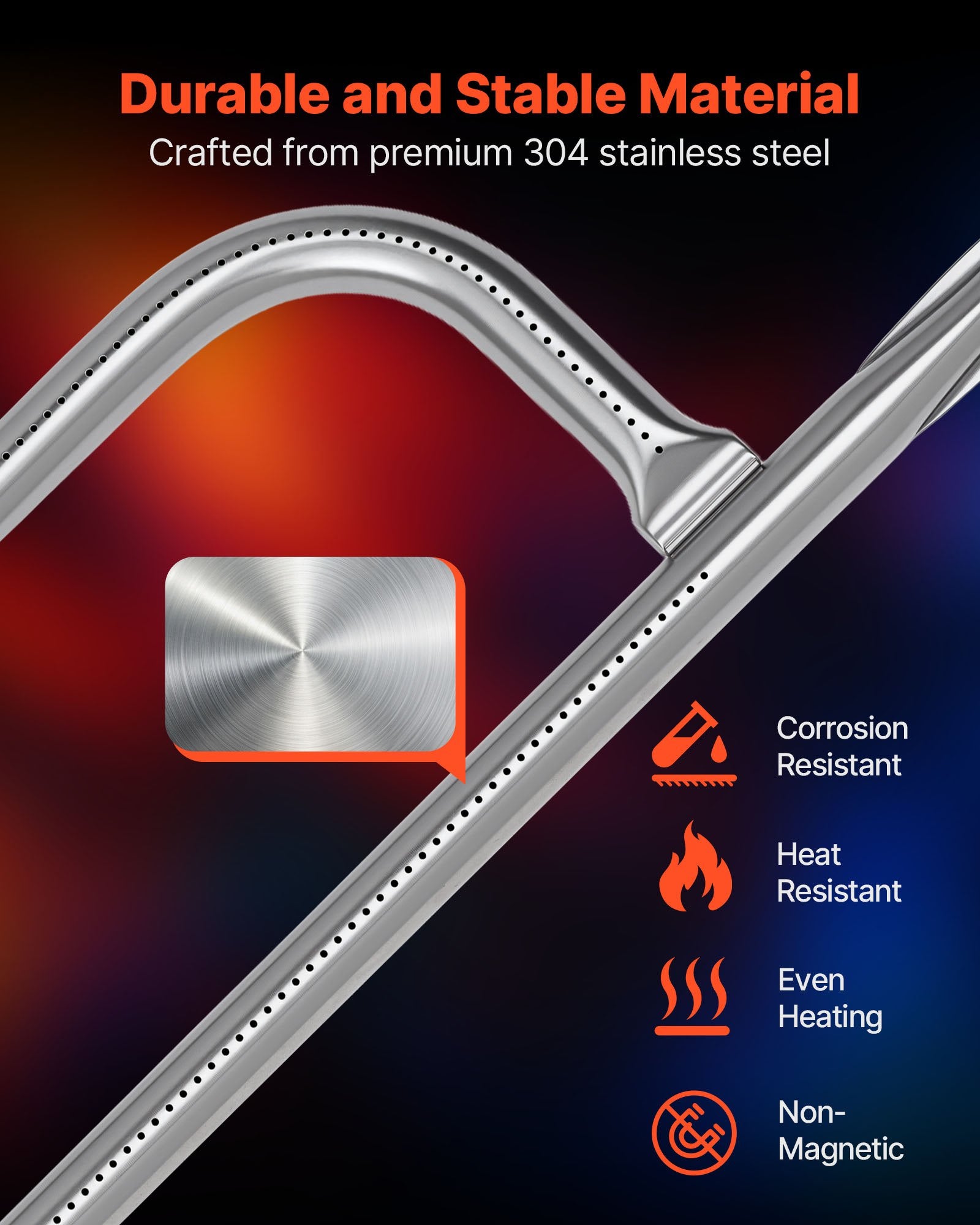 Premium 17" Stainless Steel Grill Burner Tube for Weber Q100-Q1200, Baby Q - Easy Install, Even Flame, Direct Replacement for Models 516001, 50060001