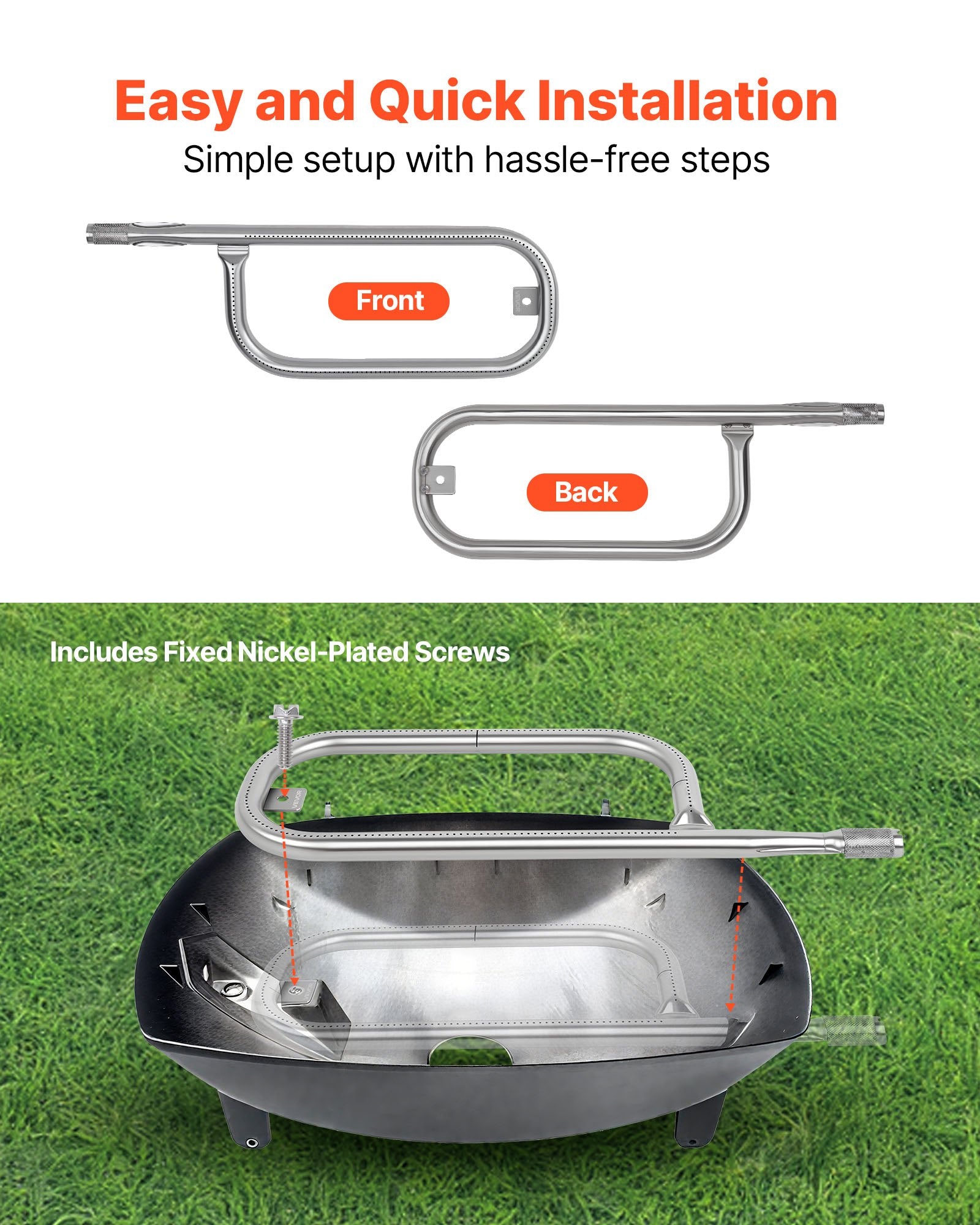 Premium 17" Stainless Steel Grill Burner Tube for Weber Q100-Q1200, Baby Q - Easy Install, Even Flame, Direct Replacement for Models 516001, 50060001