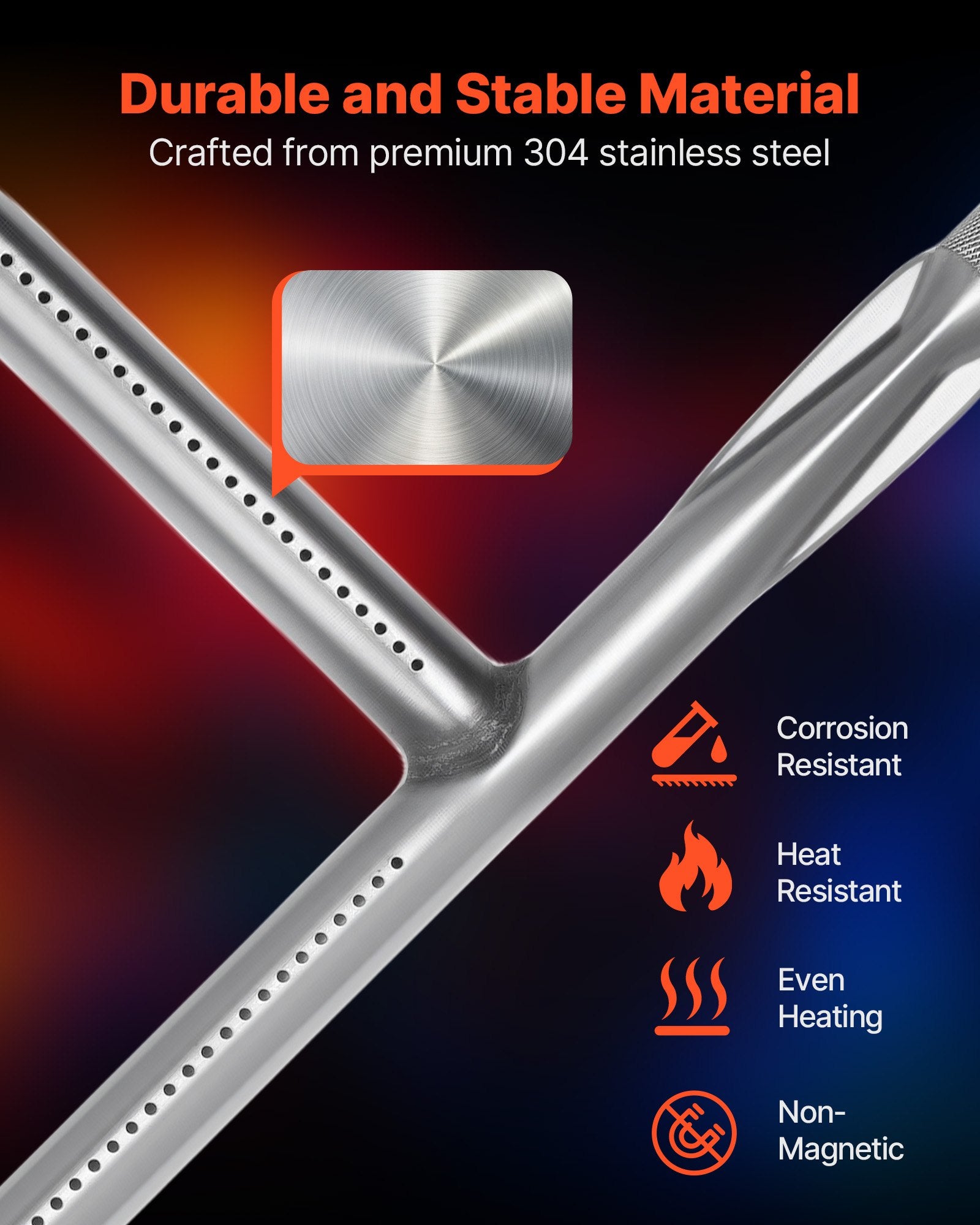 Premium 304 Stainless Steel Grill Burner Tube for Weber Q200 Series – Easy Install Replacement for Models 396000, 53060001, 20.5 Inch