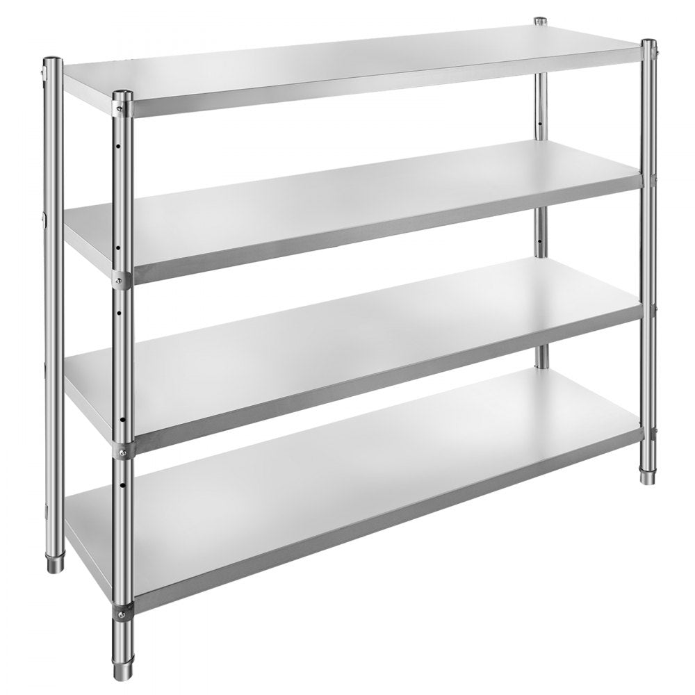 VEVOR Stainless Steel Shelving 60x18.5 Inch 4 Tier Adjustable Shelf Storage Unit Stainless Steel Heavy Duty Shelving for Kitchen Commercial Office Garage Storage 330lb Per Shelf