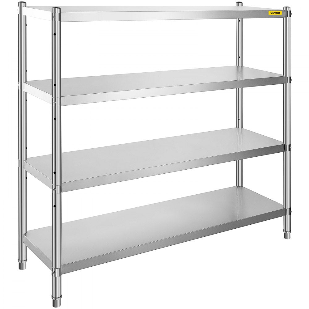 VEVOR Stainless Steel Shelving 60x18.5 Inch 4 Tier Adjustable Shelf Storage Unit Stainless Steel Heavy Duty Shelving for Kitchen Commercial Office Garage Storage 330lb Per Shelf