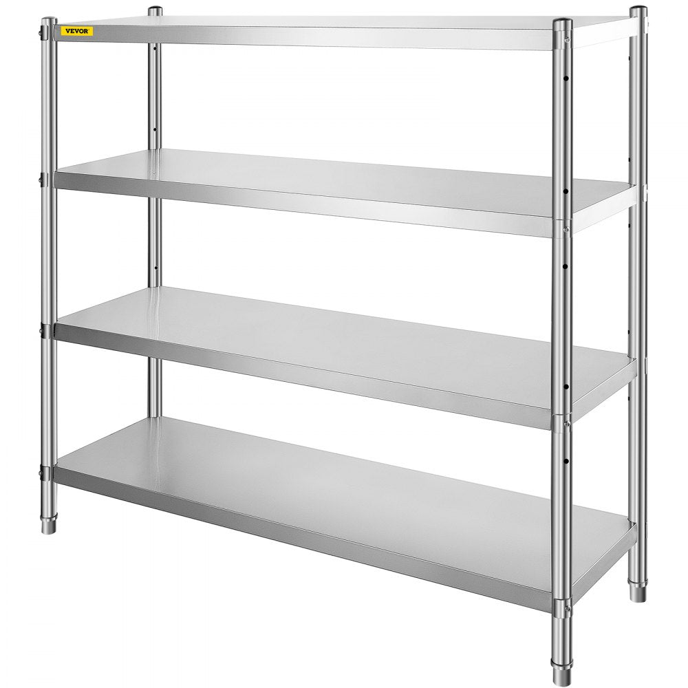 VEVOR Stainless Steel Shelving 60x18.5 Inch 4 Tier Adjustable Shelf Storage Unit Stainless Steel Heavy Duty Shelving for Kitchen Commercial Office Garage Storage 330lb Per Shelf