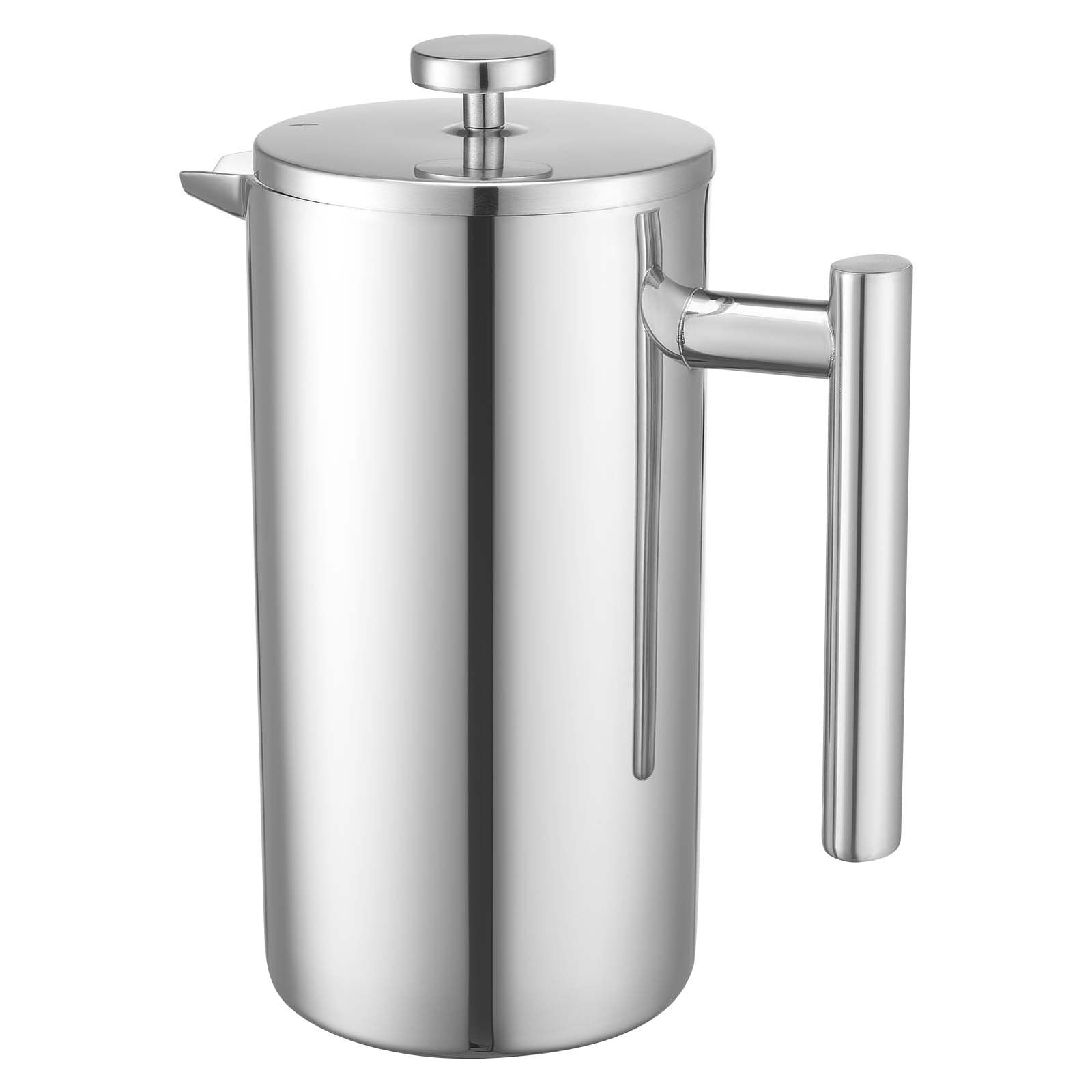 Stainless Steel French Press Coffee & Tea Maker, 51oz 1.5L, Double Wall Insulated, Precision Filter, Ideal for Camping, Travel, Home, Kitchen, Silver