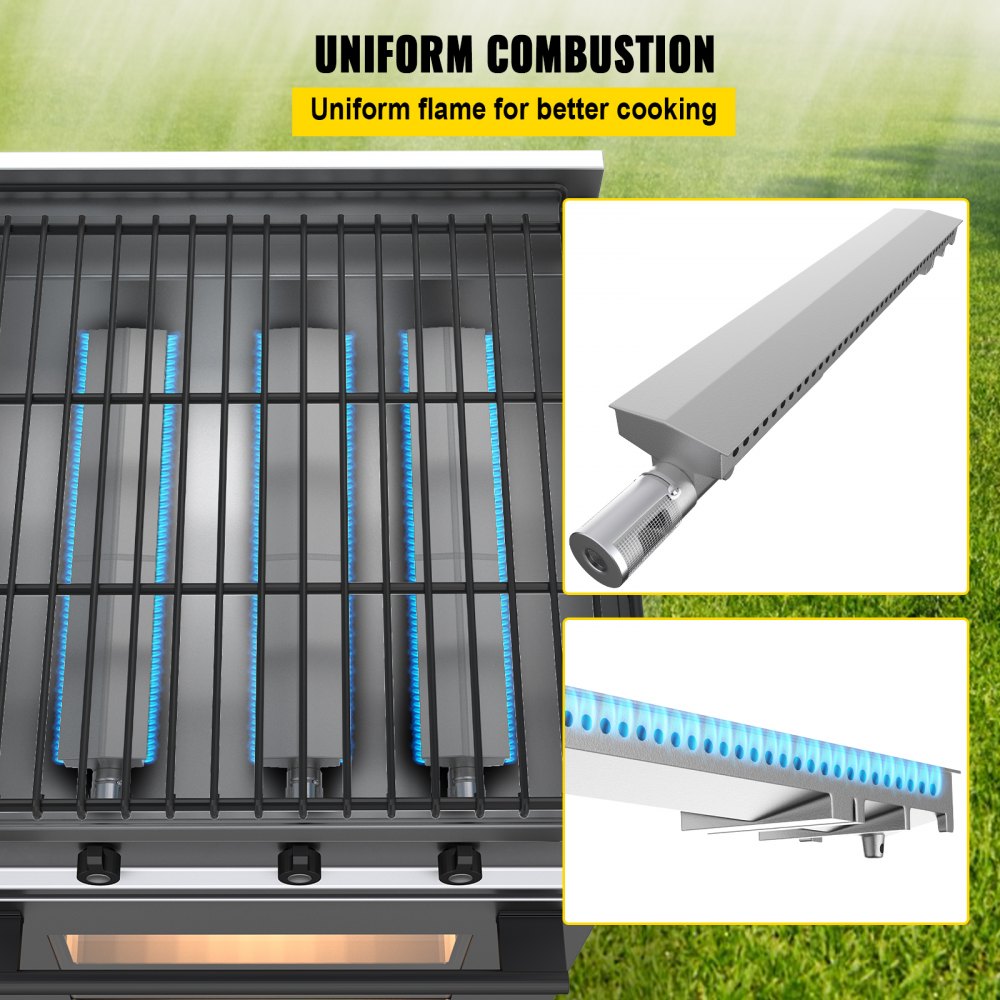 Set of 4 Stainless Steel BBQ Grill Burners for Premium Gas Grills with 16.1" Length for Even Heat Distribution