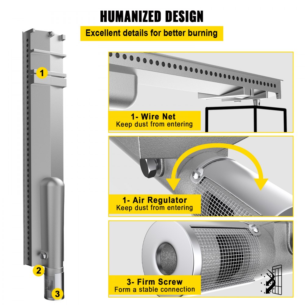 Set of 4 Stainless Steel BBQ Grill Burners for Premium Gas Grills with 16.1" Length for Even Heat Distribution