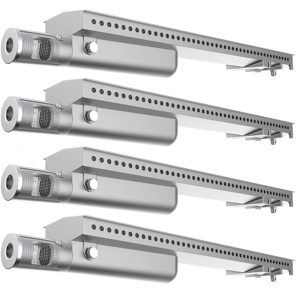 Set of 4 Stainless Steel BBQ Grill Burners for Premium Gas Grills with 16.1" Length for Even Heat Distribution