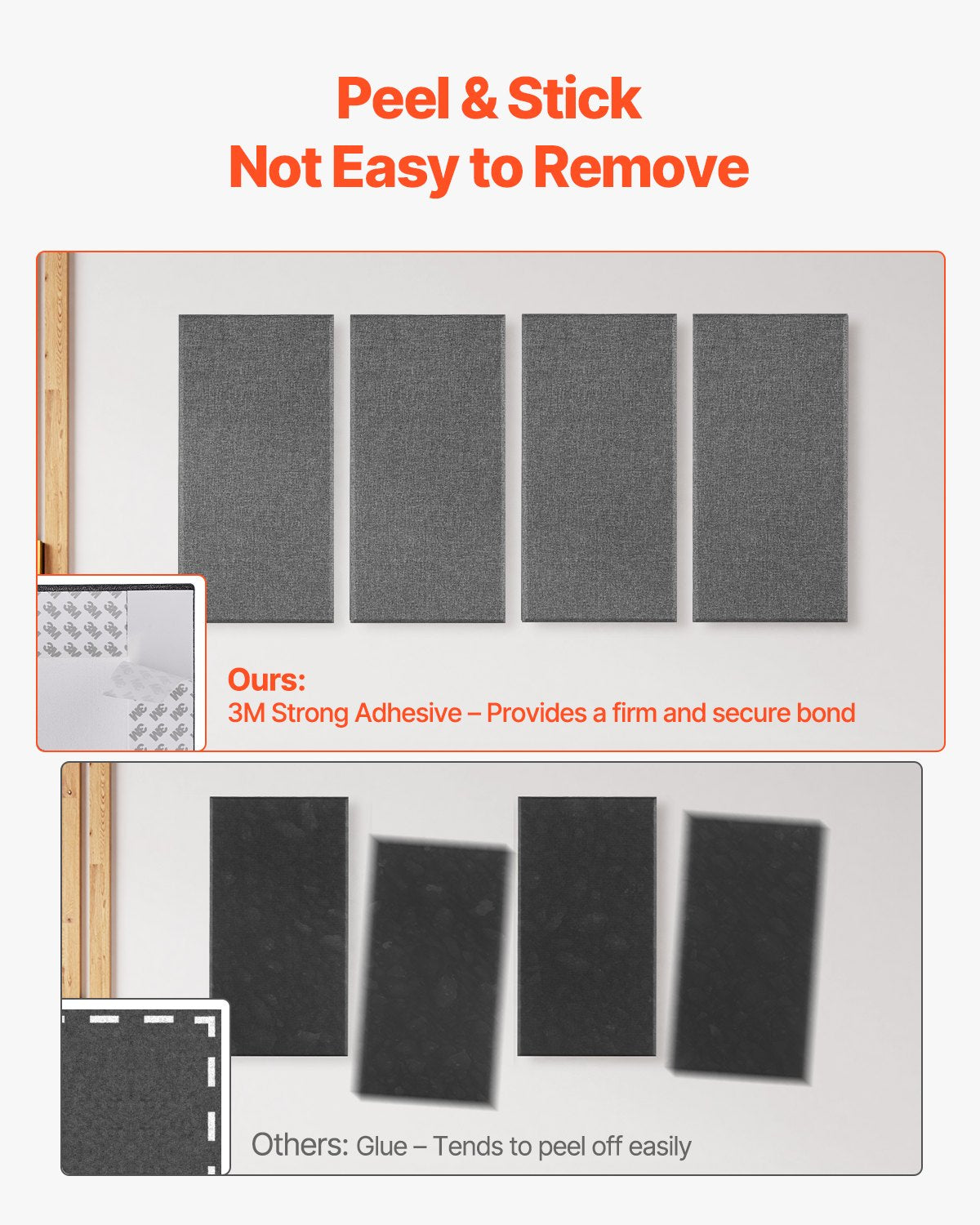 Acoustic Panels 4-Pack, 2" Thick Gray Fiberglass Soundproof Boards, Self-Adhesive for Studio, Office, Home Theater, Meeting Room, Easy & Aesthetic Sound Absorption Solution
