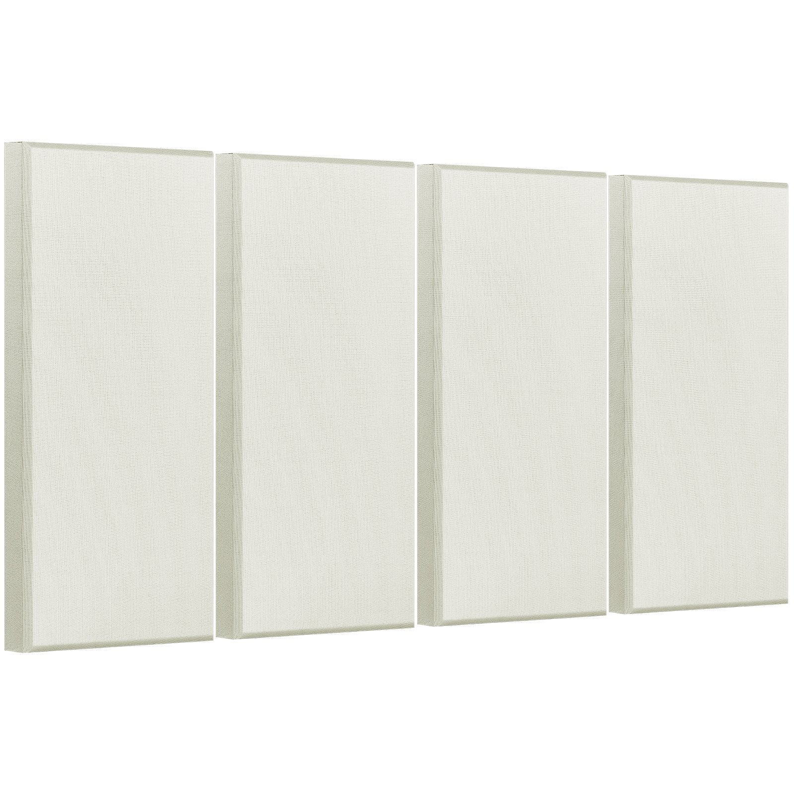 Acoustic Panels Set of 4, 2" Thick Fiberglass Sound Absorbers, Self-Adhesive Soundproof Wall Boards for Studios, Home Theaters, Offices, Beige