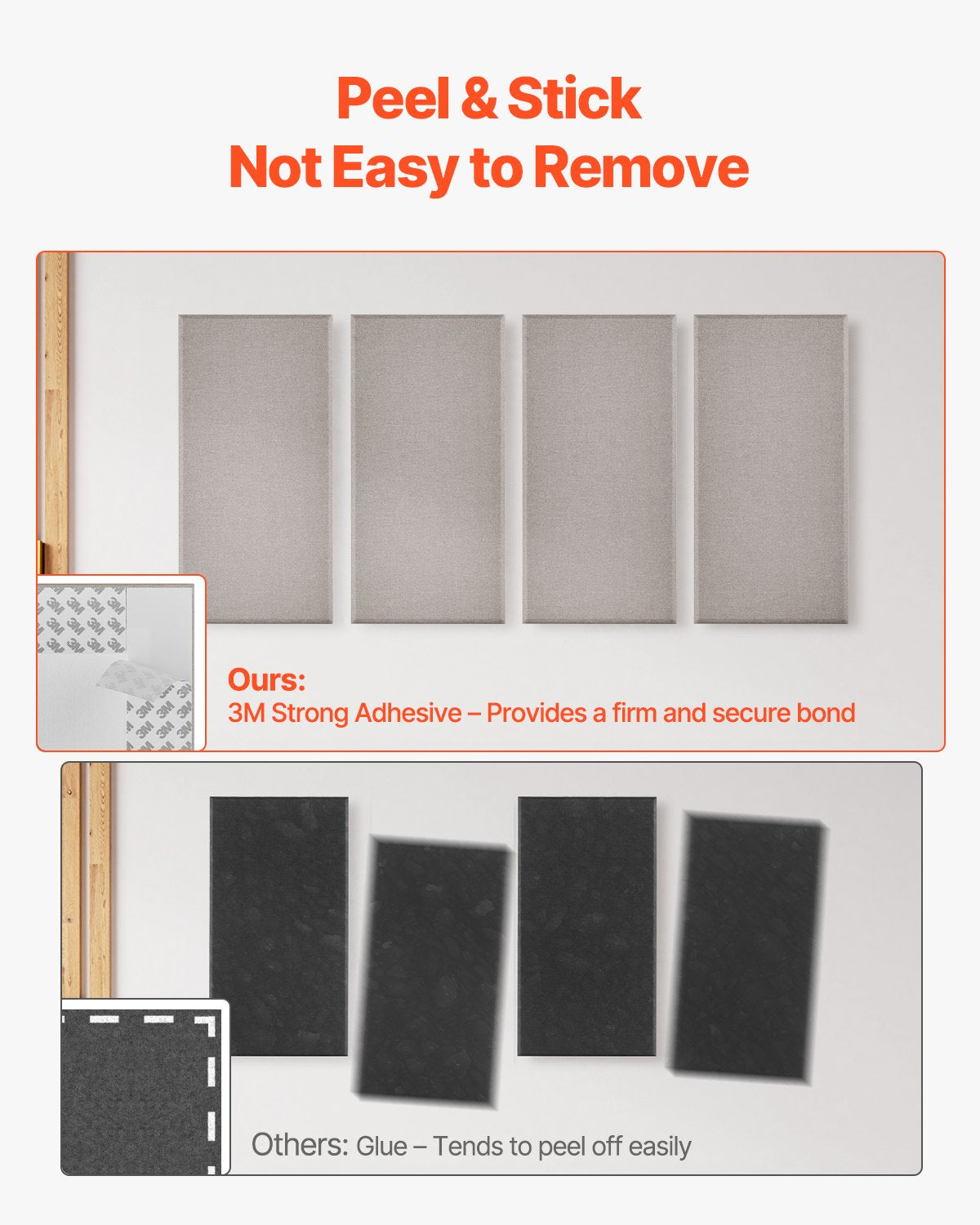 Acoustic Panels 4-Pack - 2" Thick, 23.6"x11.8" Soundproof Fiberglass Boards with 3M Self-Adhesive for Studios, Offices, Home Theaters, Camel Color