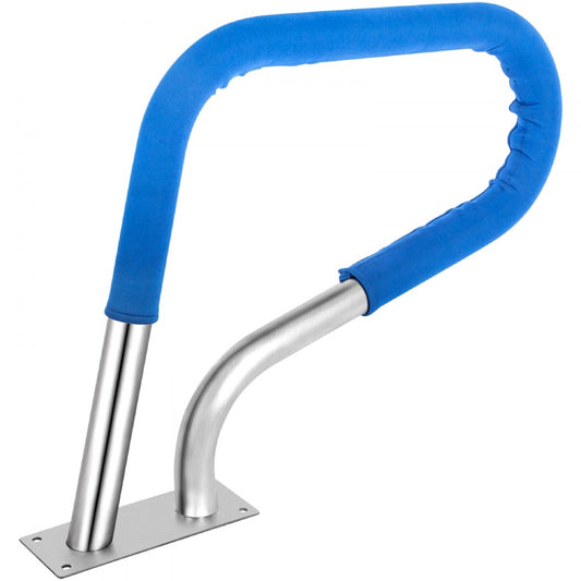 VEVOR Pool Rail 30x22" Pool Railing 304 Stainless Steel 250LBS Load Capacity Silver Rustproof Pool Handrail Humanized Swimming Pool Handrail with Blue Grip Cover & M8 Drill Bit & Self-taping Screws