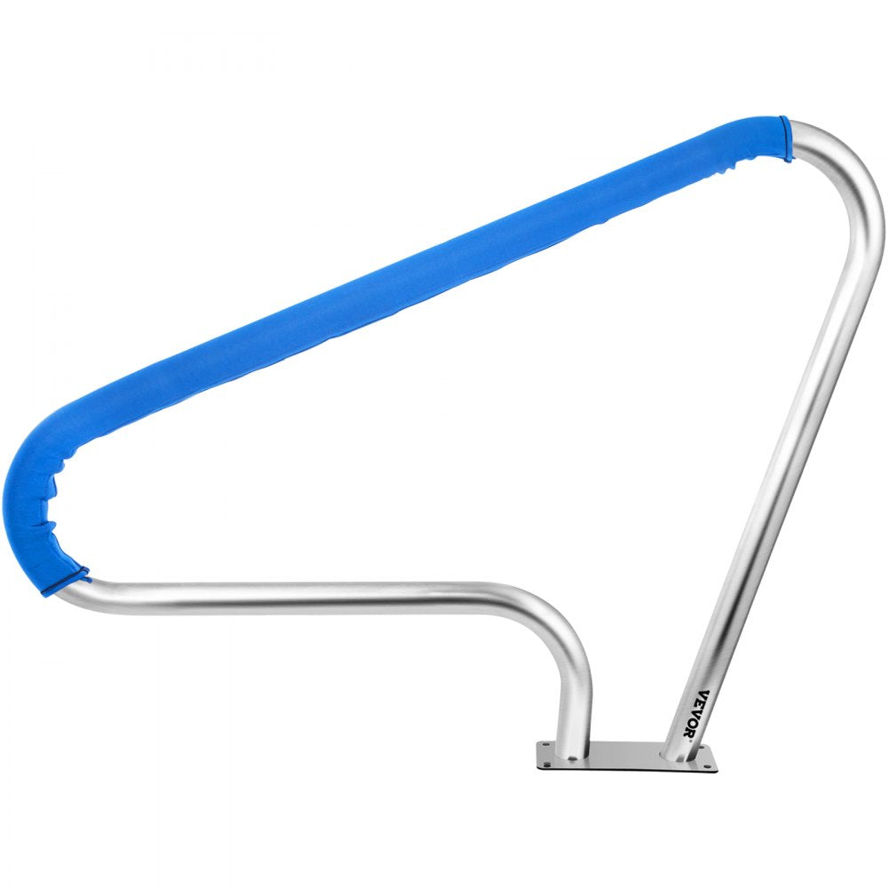Stainless Steel Pool Handrail with Blue Grip and Installation Kit, 48x36", Supports 250LBS, Rustproof Design for Safe Swimming Access