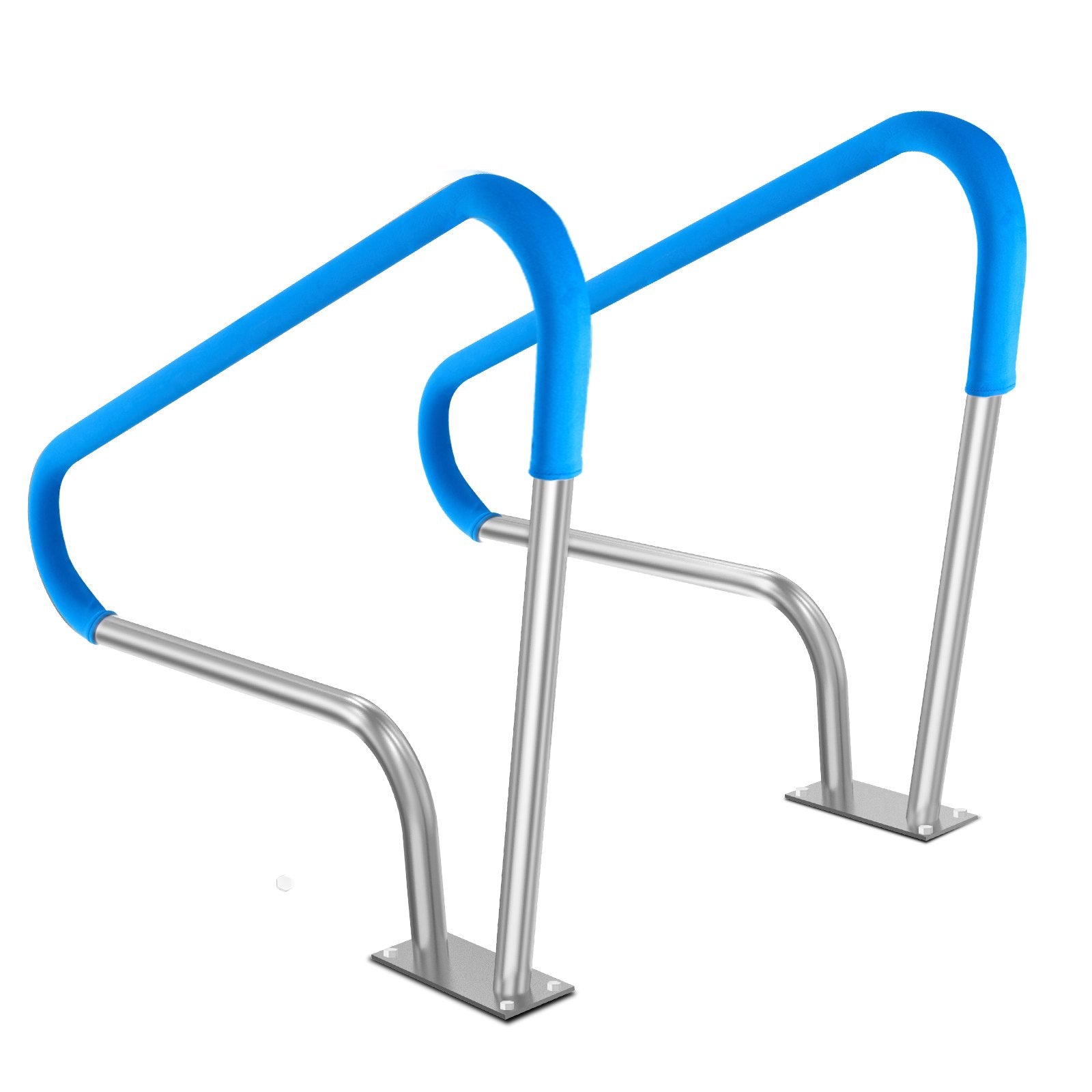 Dual Stainless Steel Pool Handrail Set, 48x36in with Base Plate, Rust-Proof Safety Railing & Grip Cover for Indoor/Outdoor Decks and Spas, 250 lbs Capacity