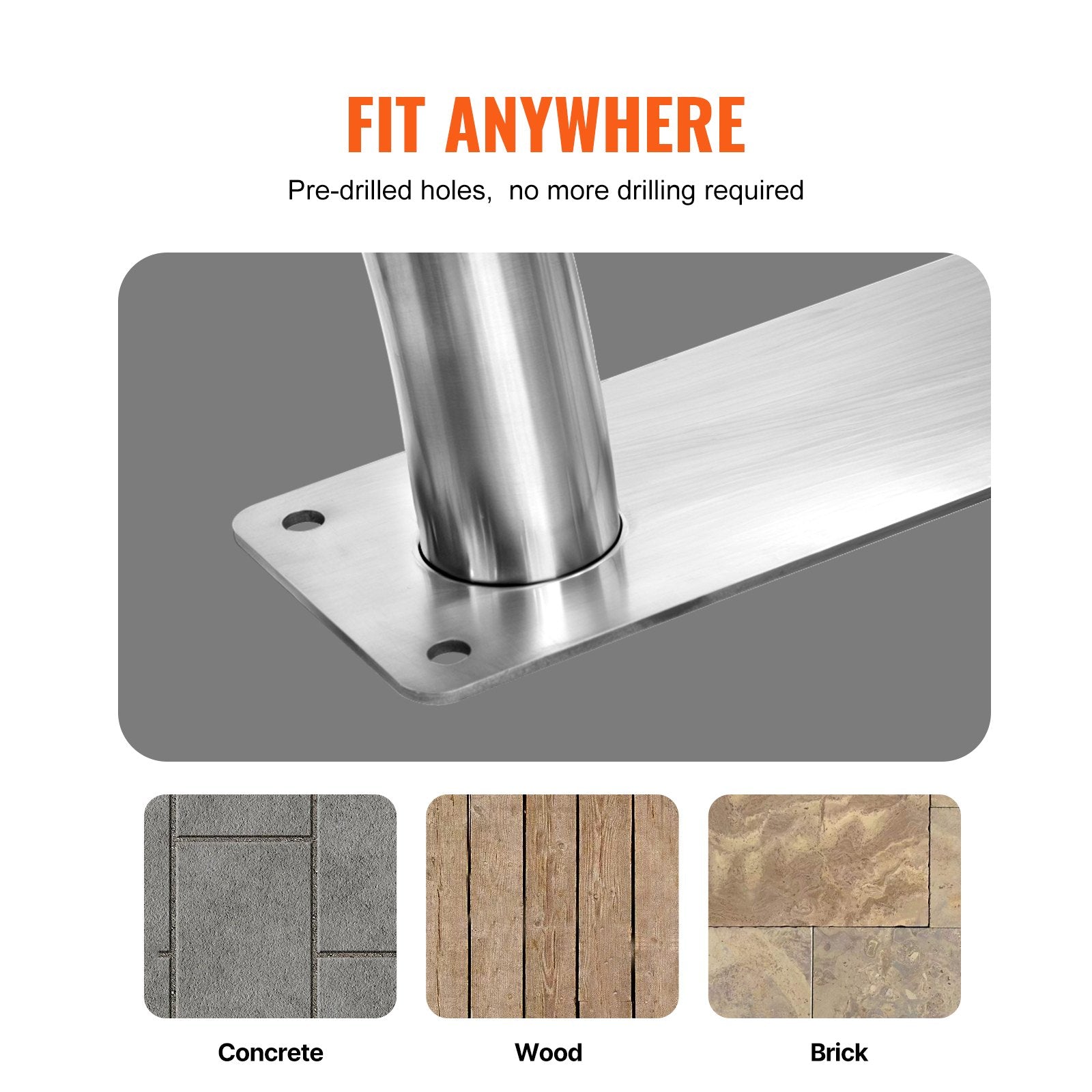 Stainless Steel Pool Handrail 54"x36" - Indoor/Outdoor Safety Railing with Rust-Proof Grab Bar, Grip Cover & Accessories for Pools & Spas
