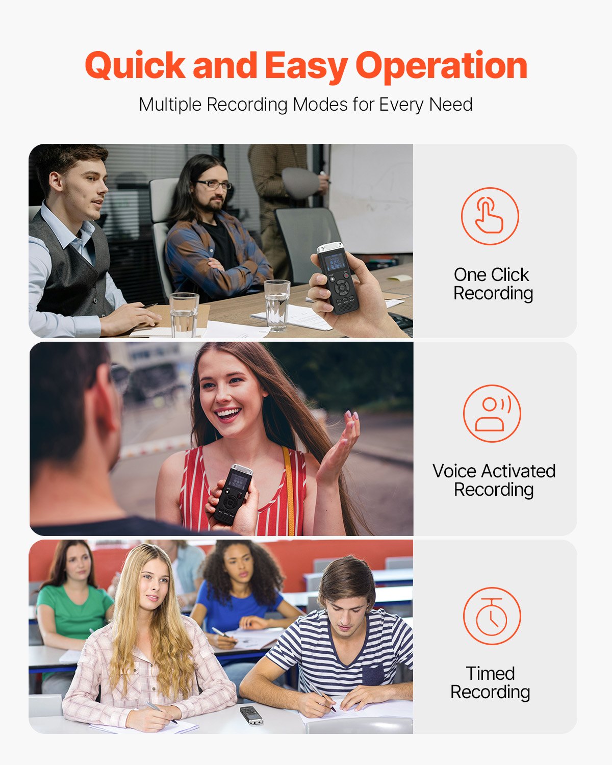 128GB Voice Activated Digital Recorder with 8730 Hours Storage, Password Protection, Noise Cancellation, Ideal for Lectures and Meetings