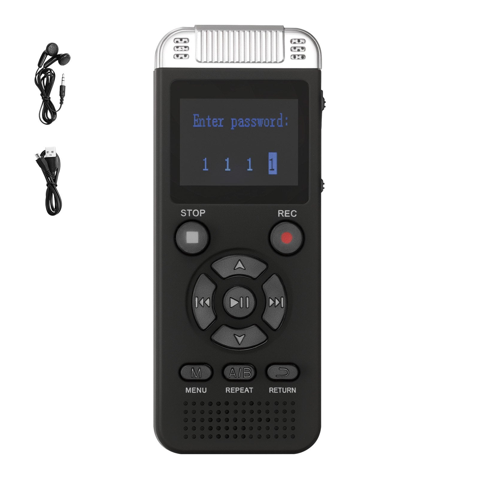 128GB Voice Activated Digital Recorder with 8730 Hours Storage, Password Protection, Noise Cancellation, Ideal for Lectures and Meetings
