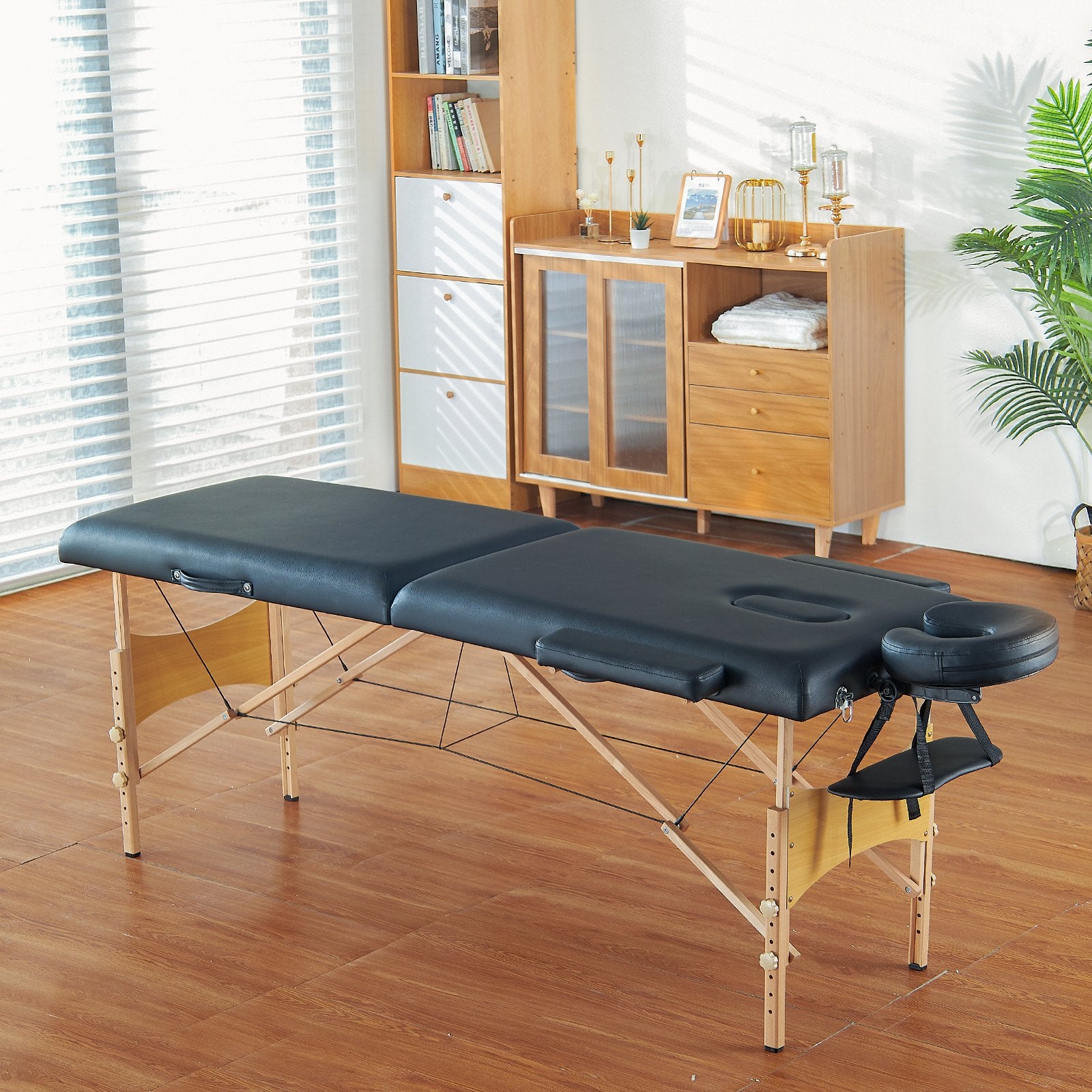 Compact & Adjustable Portable Massage Table with Headrest, Armrests, Hand Pallet, Carry Bag - Ideal for Salon, Spa, Tattoo, 600 lbs Capacity