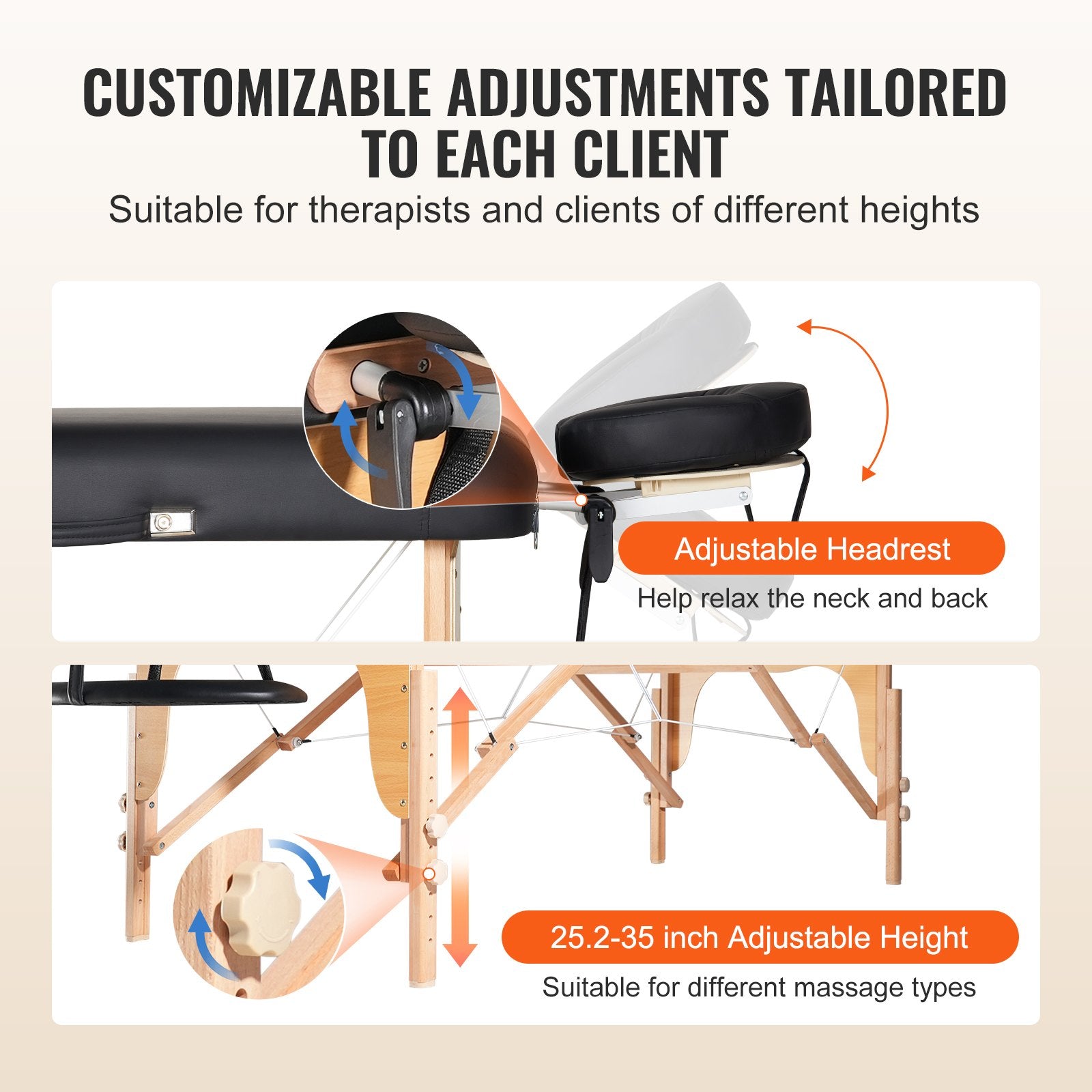 Heavy Duty 30" Wide Portable Massage Table with Adjustable Height, Facial Salon Tattoo Bed, Spa Table with Headrest & Carry Bag