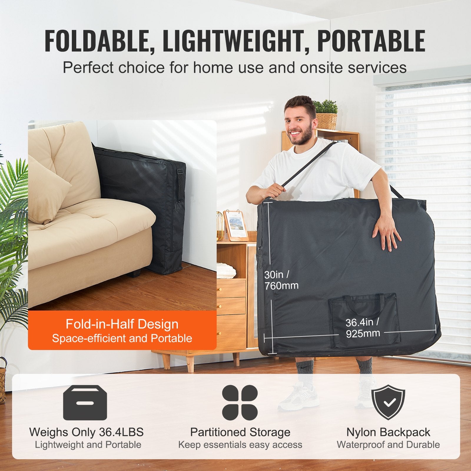 Heavy Duty 30" Wide Portable Massage Table with Adjustable Height, Facial Salon Tattoo Bed, Spa Table with Headrest & Carry Bag