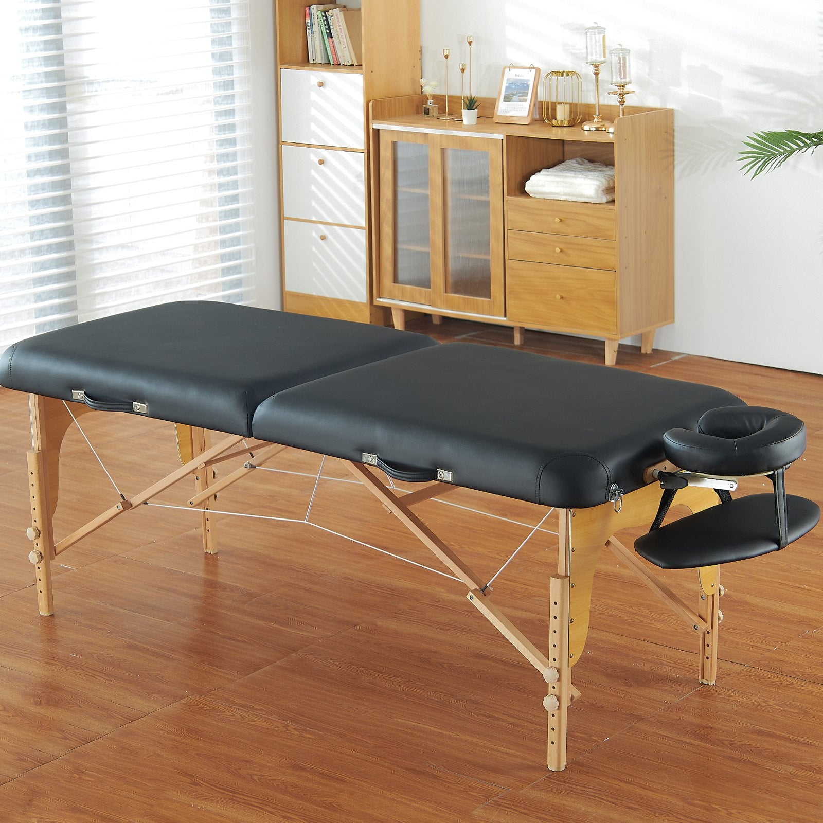 Heavy Duty 30" Wide Portable Massage Table with Adjustable Height, Facial Salon Tattoo Bed, Spa Table with Headrest & Carry Bag