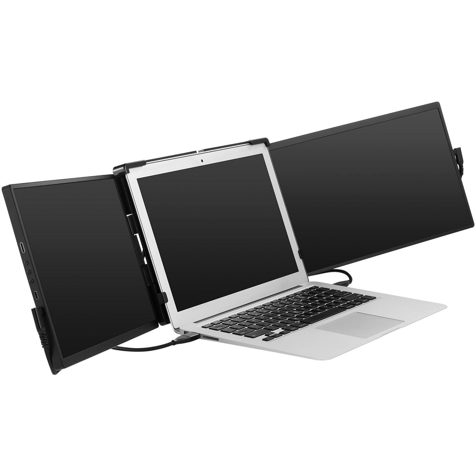 14" FHD 1080P Portable Triple Monitor Extender for Laptops, Swivel Dual Screen with USB-C/USB-A/Mini HDMI, Mac/Windows/Android Compatible