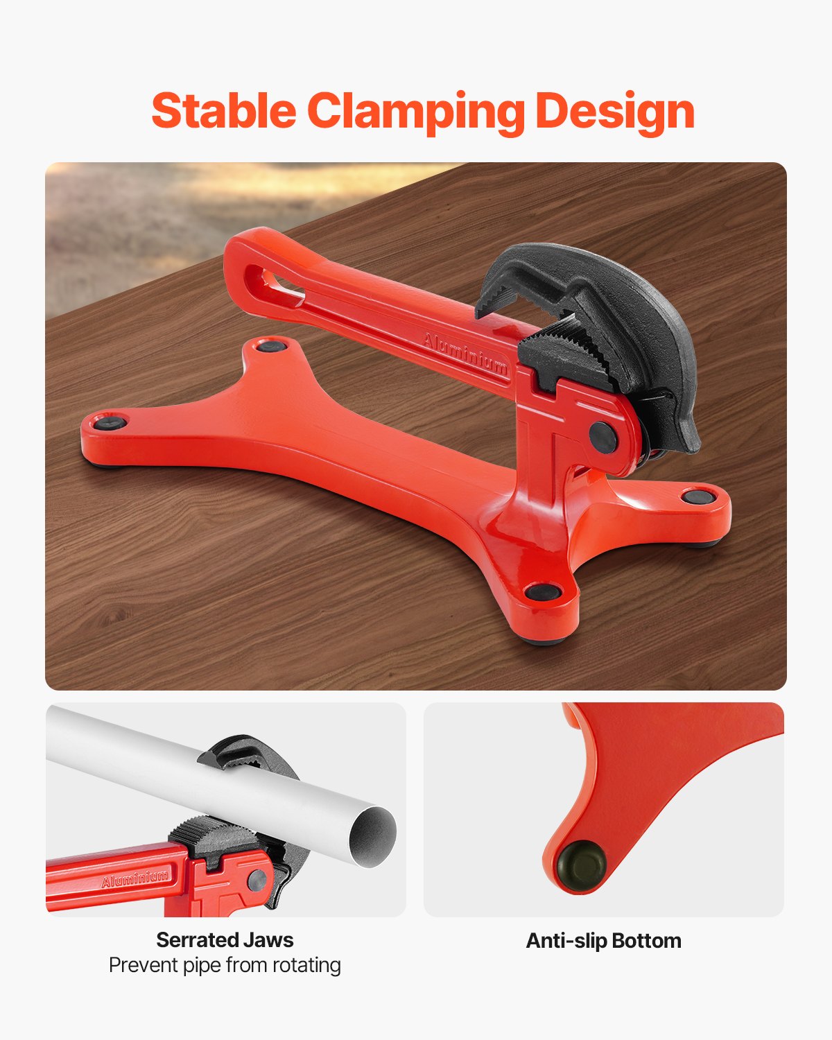 Lightweight Aluminum Portable Pipe Vise for 1/8" to 1-1/2" Pipes, Ideal for Plumbing Installation, Repair, Maintenance, with Durable Non-Slip Jaws