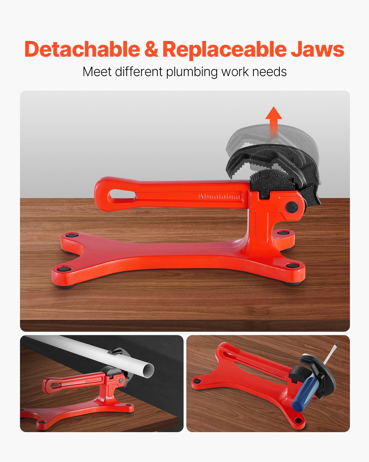 Lightweight Aluminum Portable Pipe Vise for 1/8" to 1-1/2" Pipes, Ideal for Plumbing Installation, Repair, Maintenance, with Durable Non-Slip Jaws