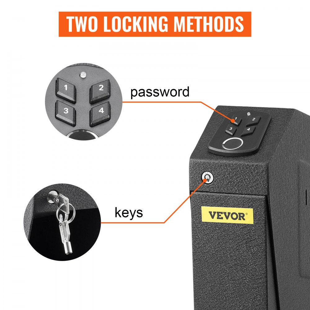VEVOR Handgun Safe Box Fingerprint Pistol Gun Safes Gun Storage Case Handgun Holder Quick Access Security Lock Key Vault?OS580SE?