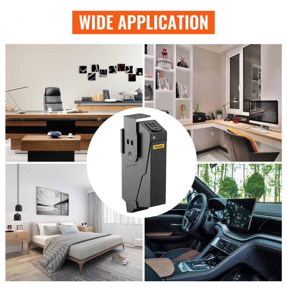 VEVOR Handgun Safe Box Fingerprint Pistol Gun Safes Gun Storage Case Handgun Holder Quick Access Security Lock Key Vault?OS580SE?